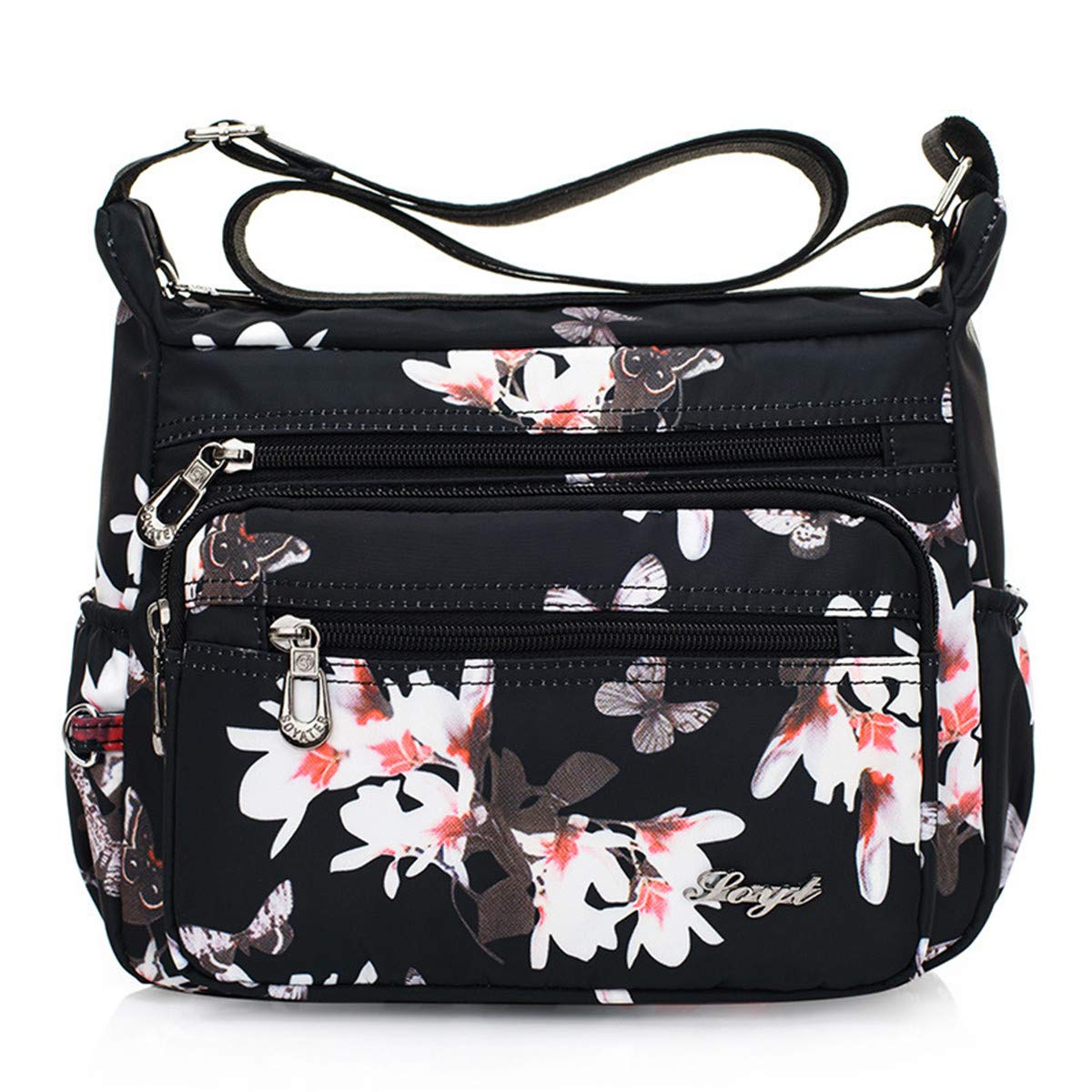 Stylish Nylon Floral Crossbody Bag for Women - Multi-Pocket Shoulder Purse with Adjustable Strap - Perfect for Travel, Shopping & Everyday Use