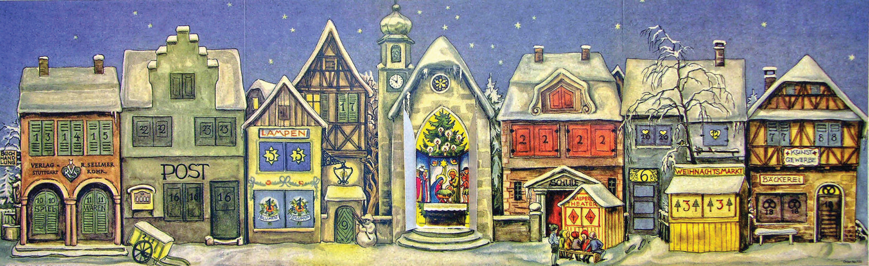 Vintage XL German Advent Calendar - 1946 US Presidential Favorite | Holiday Countdown & Christmas Decor