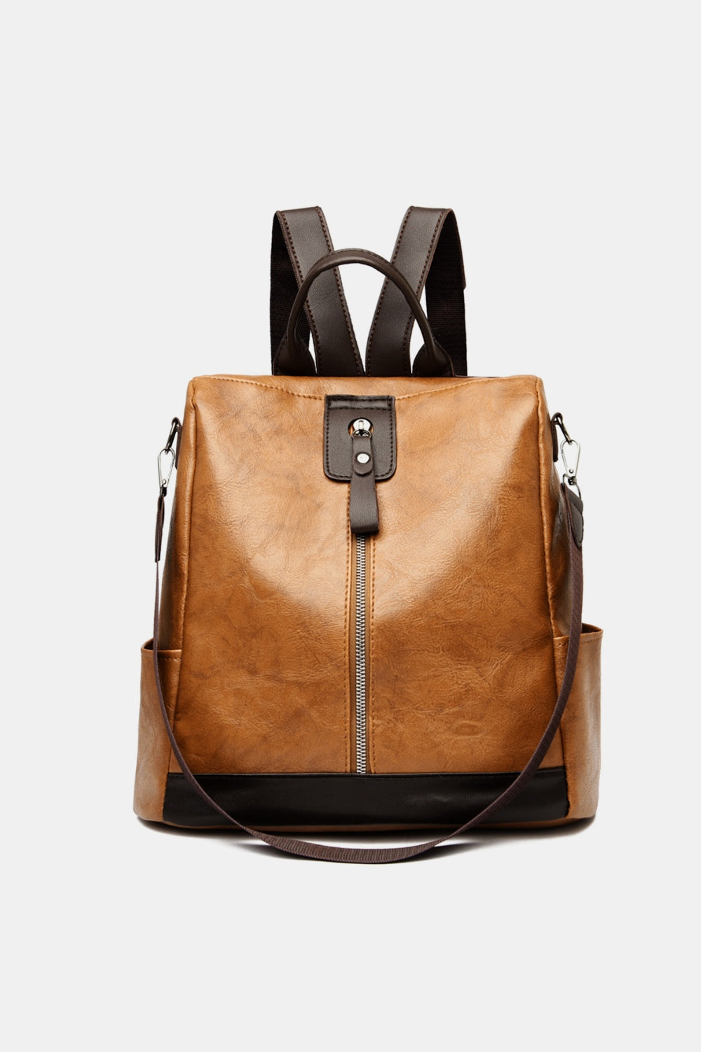 Premium PU Leather Backpack for Men & Women - Water-Resistant Laptop Backpack with USB Charging Port - Perfect for Work, Travel, and College (Black)