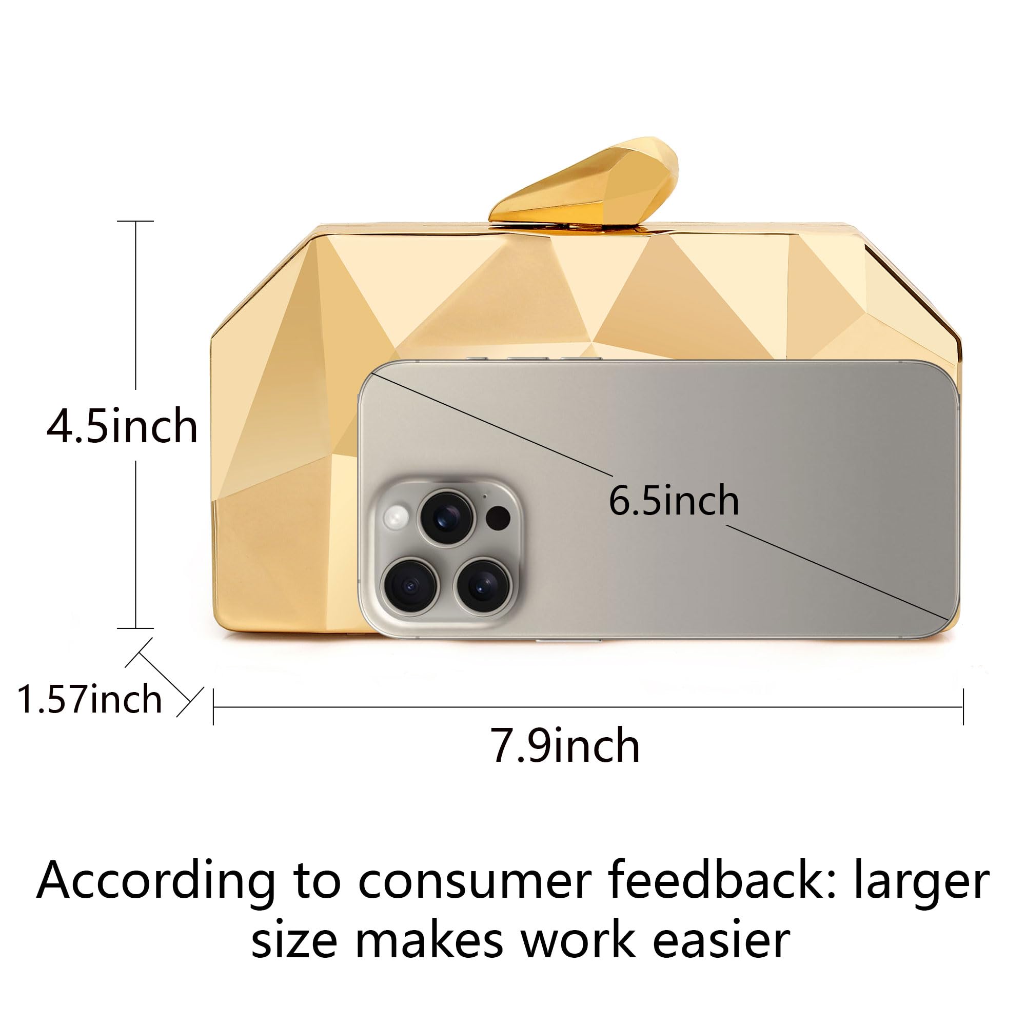 Elegant Gold Geometric Evening Clutch Purse for Women - Metallic Wedding Party Formal Handbag - Perfect for Prom, Gala & Special Occasions