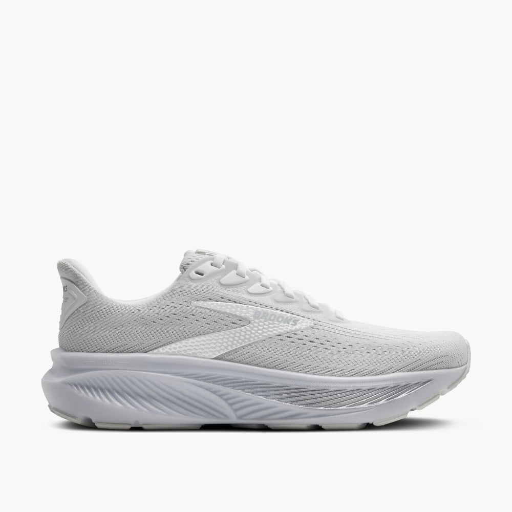 Brooks Women's Ghost 17 Running Shoes - White/White/Grey - Lightweight Cushioned Sneakers for Road Running, Jogging & Gym Workouts