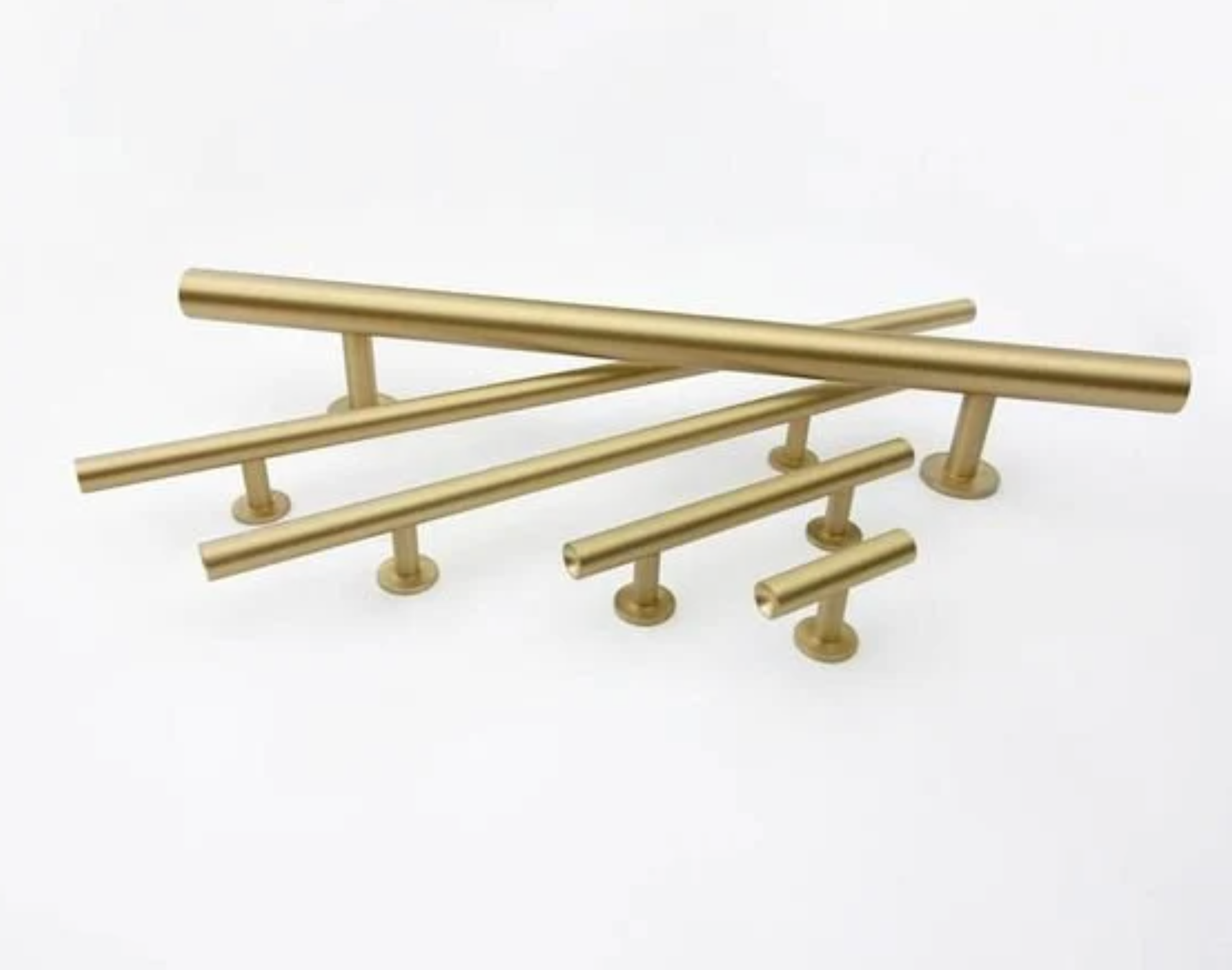 Brushed Brass Cabinet Knobs and Handles - Round Bar Design for Kitchen, Bathroom & Furniture - Durable Hardware for Drawers and Doors - Lew's Premium Home Decor Collection
