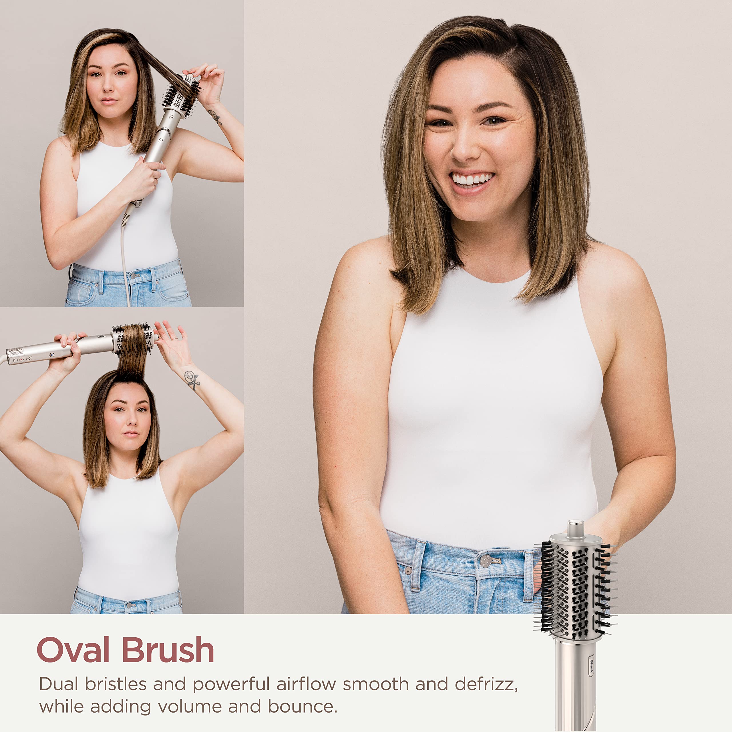 Refurbished Shark HD430REF FlexStyle Air Styling & Drying System - Powerful Hair Dryer Brush & Multi-Styler with Auto-Wrap Curlers, Paddle Brush, Oval Brush & Concentrator Attachment (Stone) | Perfect for Home Salon, Travel & Professional Styling