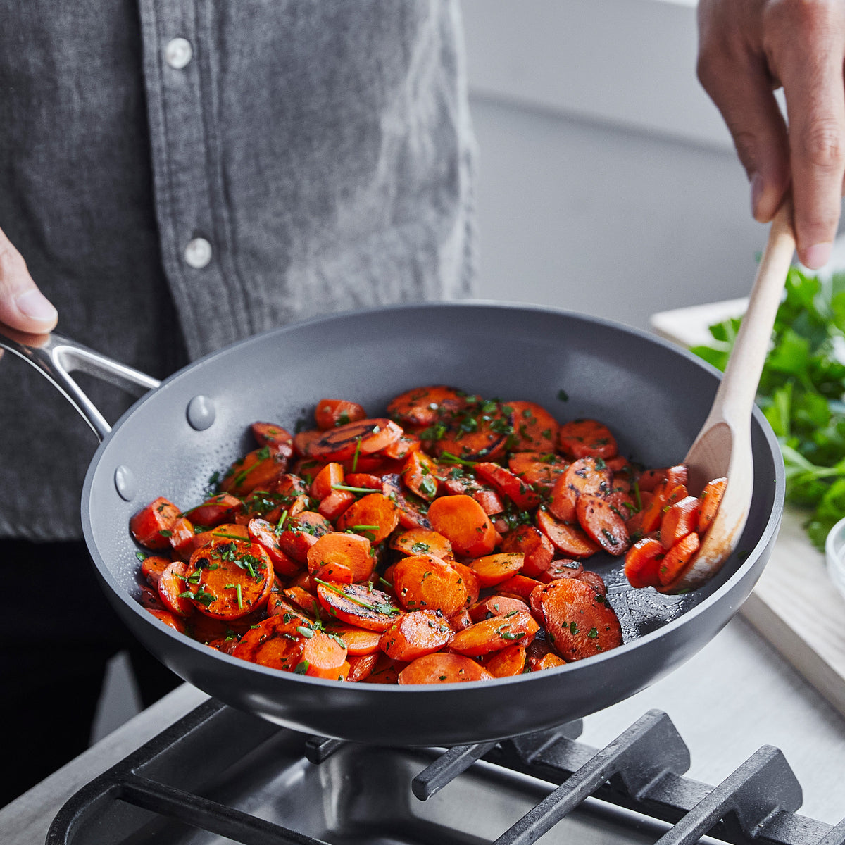 Valencia Pro Ceramic Nonstick Frypan Set - 8, 9.5 & 11 Inch Gray Cookware for Healthy Cooking | Perfect for Frying, Sautéing & Stir-Frying