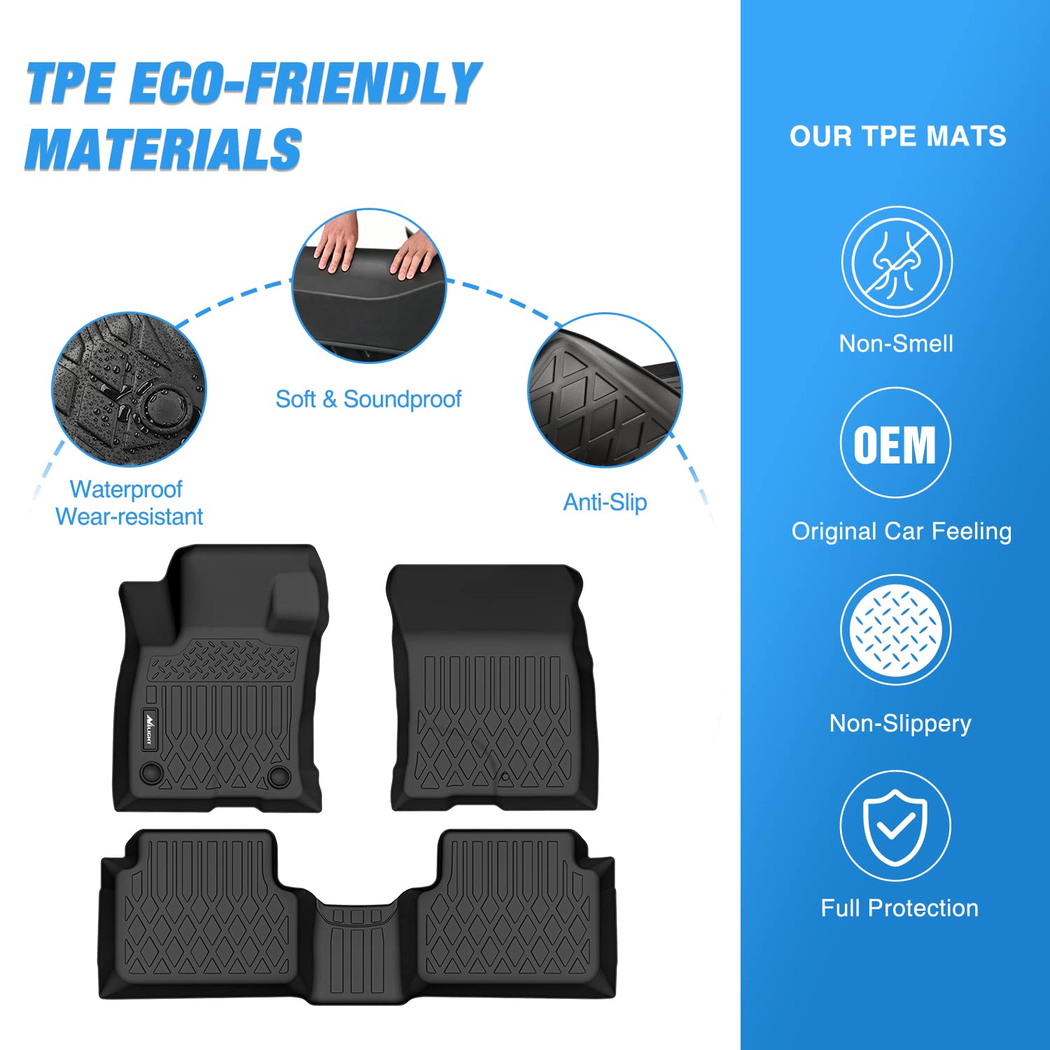 Nilight TPE All-Weather Floor Mats for Ford Bronco Sport 4-Door 2021-2025 | Custom Fit Heavy Duty Floor Liners | Perfect for Off-Roading, Camping & Daily Driving Protection