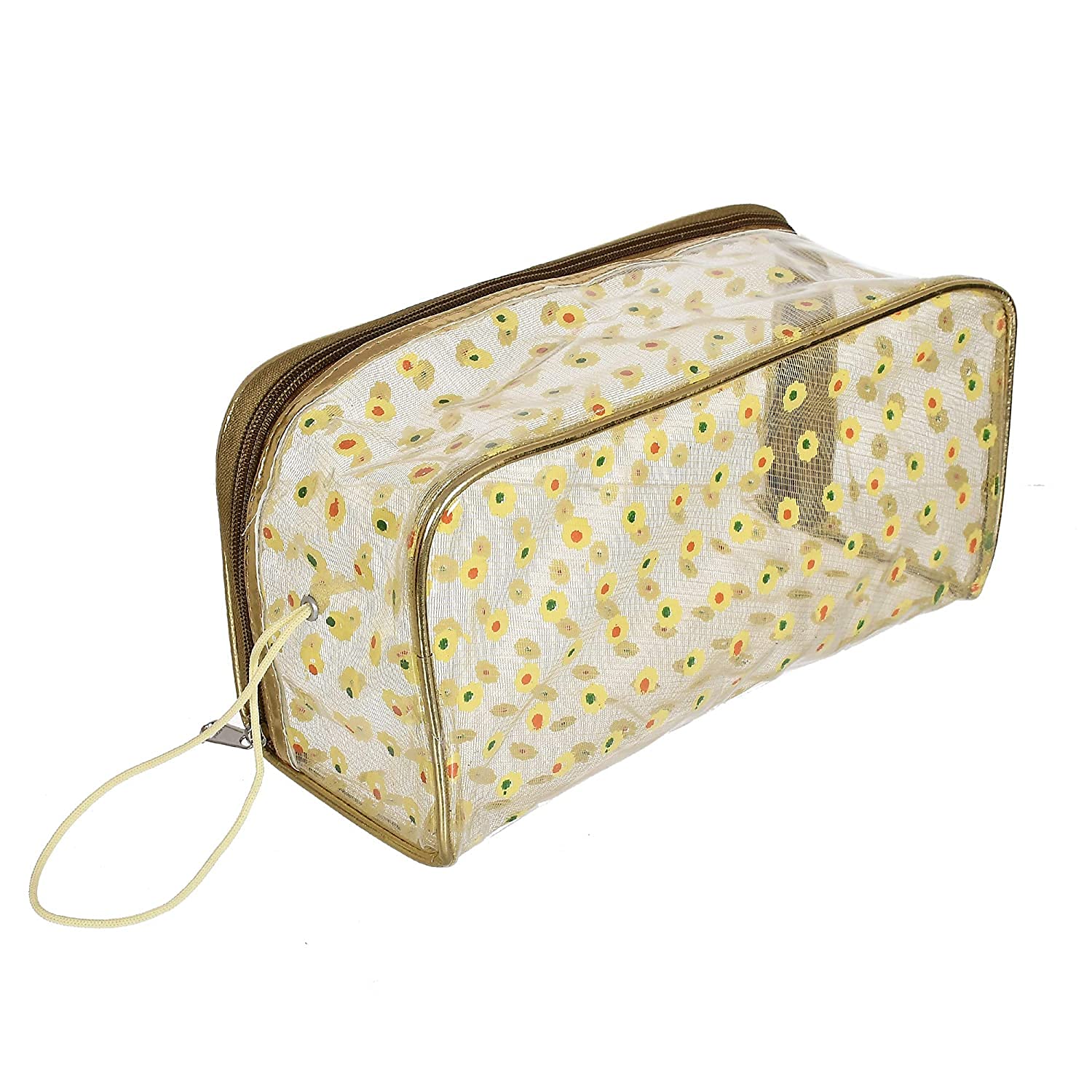 PRISMAXIC 4-Pack Designer Floral Cosmetic Bags for Women - Golden Toiletry & Makeup Travel Pouch Set (Multicolor) - Perfect for Travel, Gym, Bridal Shower & Daily Organizer
