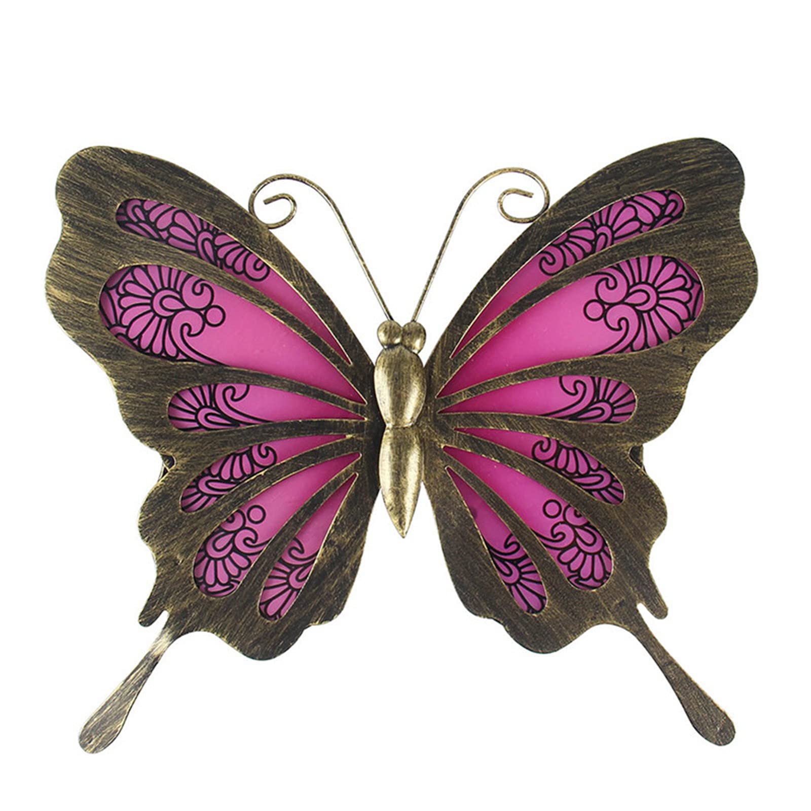 DFDGBD Iron Butterfly Wall Decor - Elegant Glass Wrought Hanging Garland for Indoor & Outdoor Use - Perfect for Staircase, Garden, and Home Decoration (Pink, One Size) - Ideal for Wedding Decor, Patio Accents, and Seasonal Home Styling