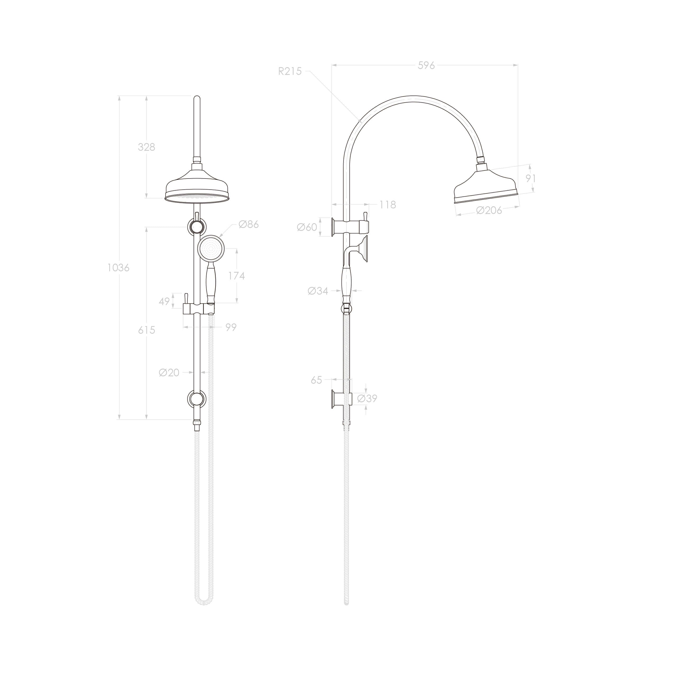 Eternal Gooseneck Twin Shower Set - Matte Black Finish - Adjustable Rainfall Showerhead with Handheld Sprayer for Luxurious Bathroom Experience - Perfect for Master Bath, Guest Bath & Spa Retreats