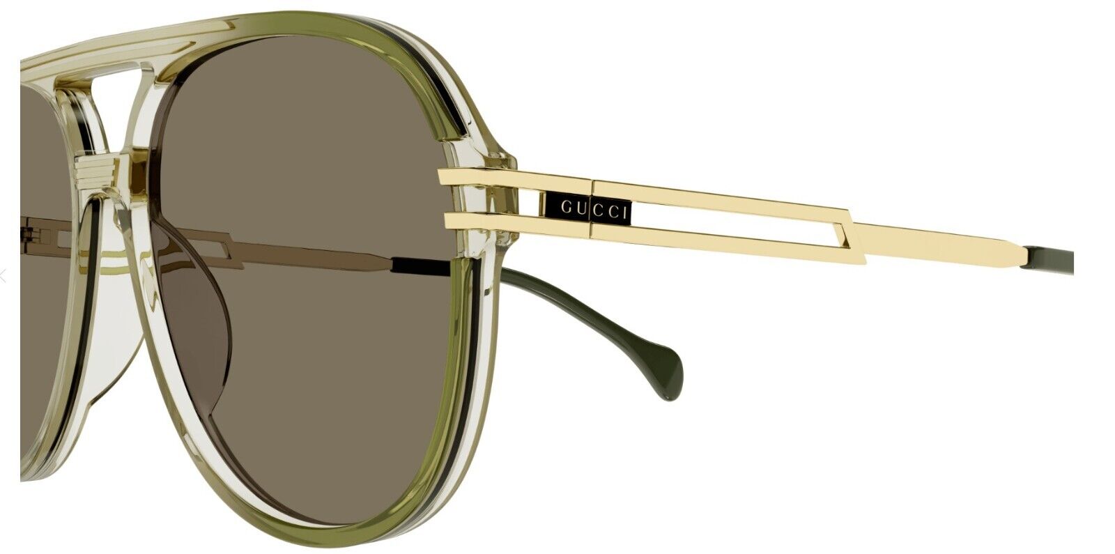 Gucci GG1104S 003 Green/Brown Oversized Teardrop Sunglasses for Men - Stylish UV Protection Shades for Driving, Beach & Outdoor Activities