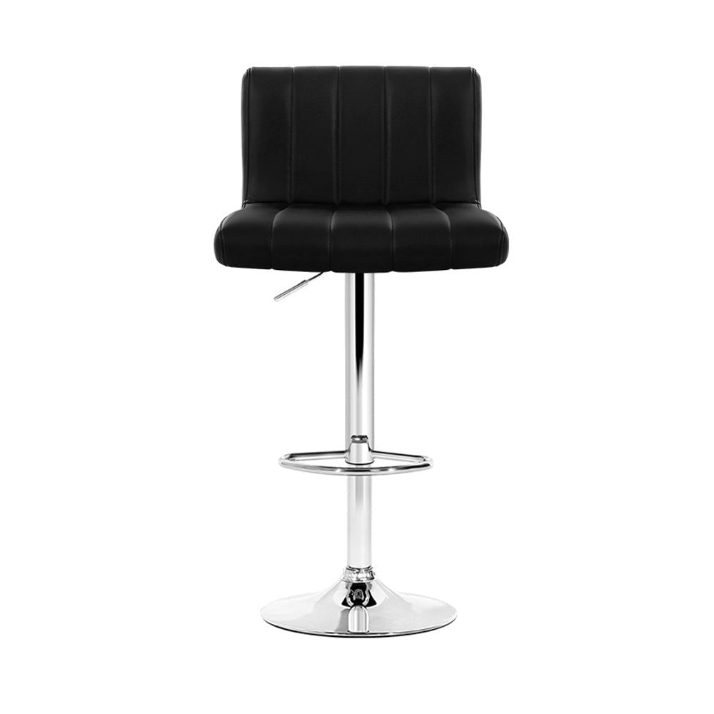 4 Pack Black Leather Bar Stools with Gas Lift - Adjustable Height for Kitchen Island, Dining Room & Home Bar - Modern & Comfortable Seating