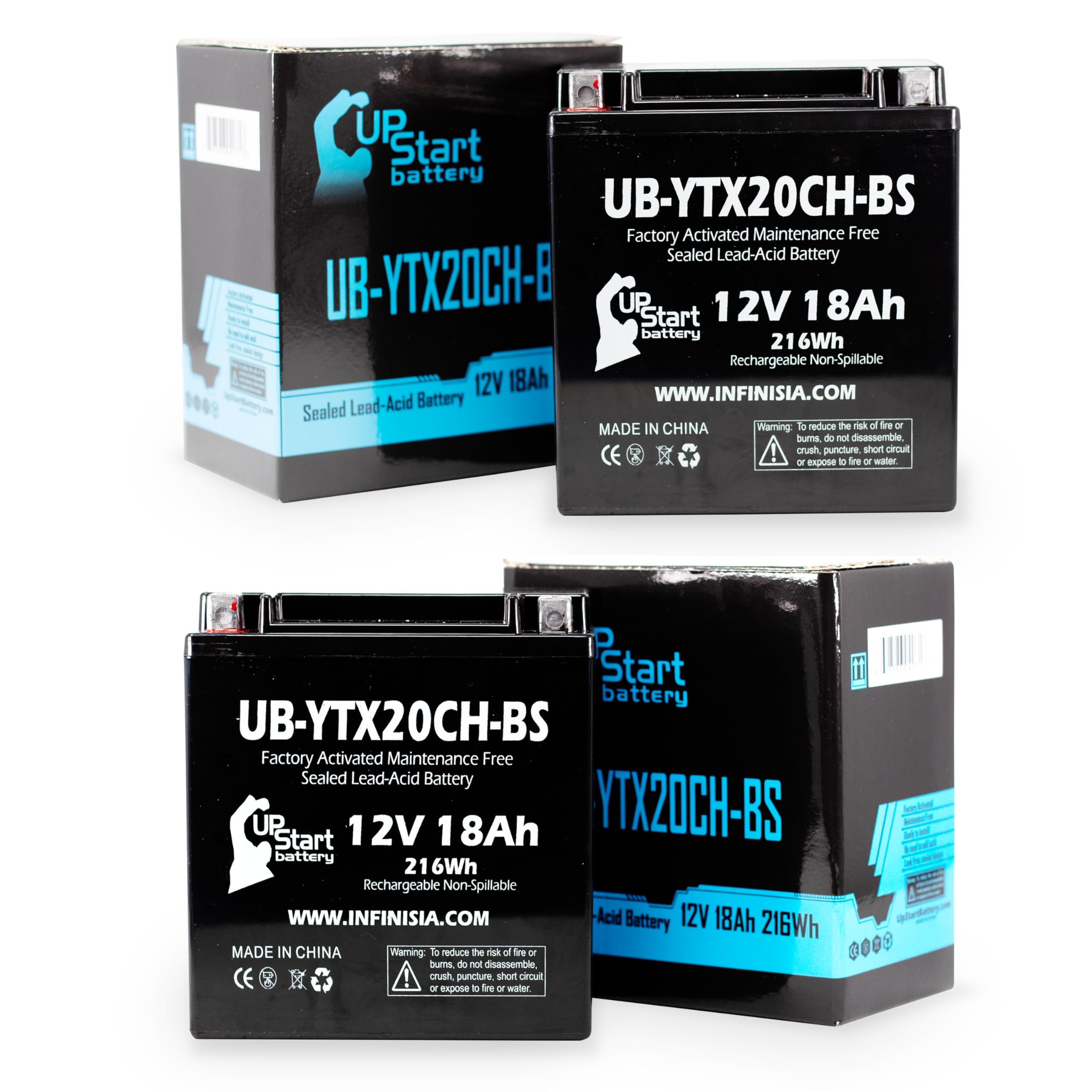 2-Pack UB-YTX20CH-BS Motorcycle Battery Replacement for 2010 Moto Guzzi 1200 Sport 1200CC - 12V 18AH Maintenance-Free AGM Battery by UpStart (Factory Activated) - Perfect for Long Rides, Touring & Performance Motorcycles
