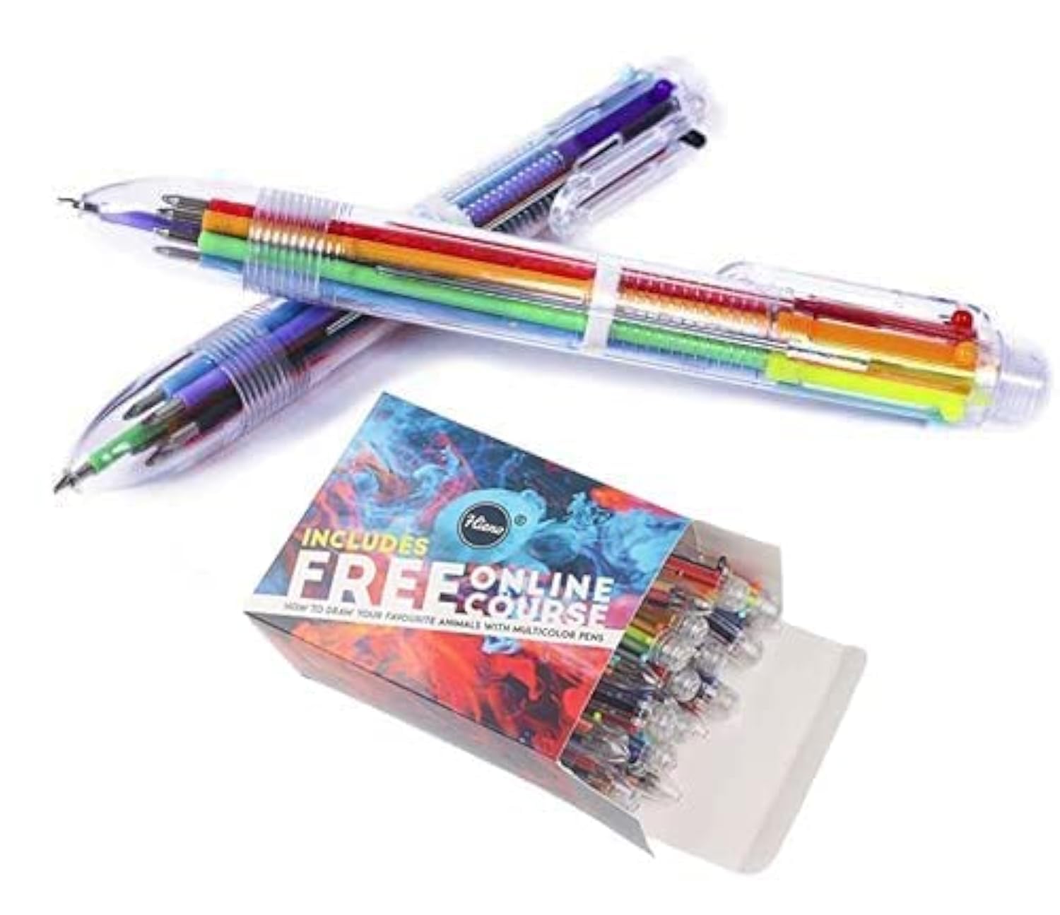 24 Pack Multicolor Pens - 6-in-1 & 10-in-1 Retractable Ballpoint Pens Set with 6 Vibrant Colors - Smooth Writing for School, Office & Note Taking - Perfect Back to School Supplies & Gift Idea