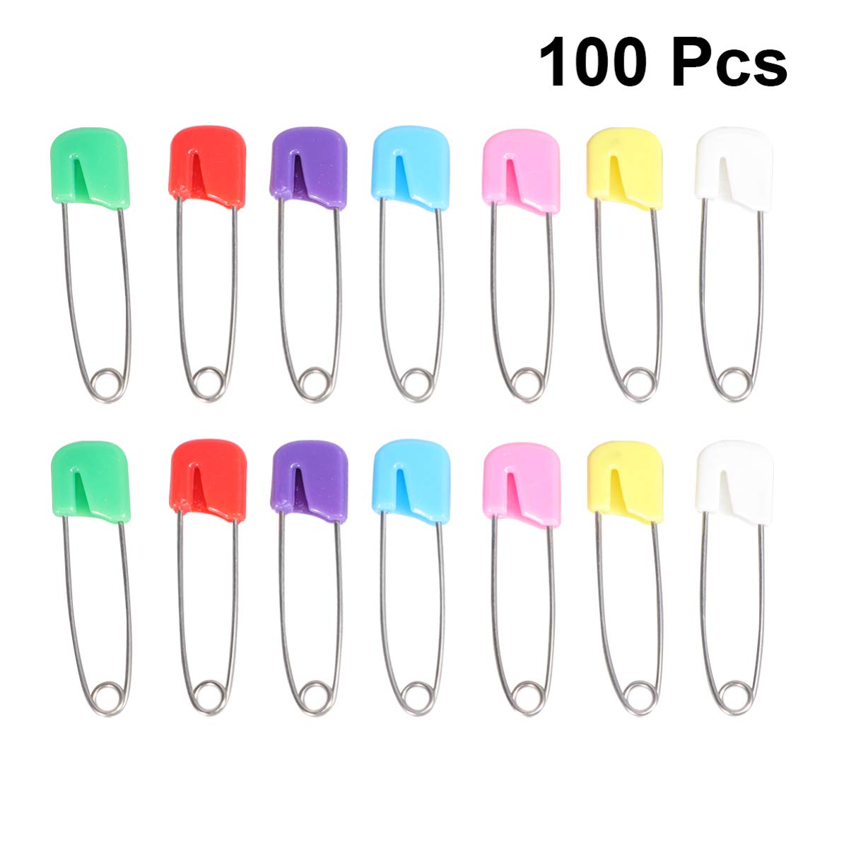 NUOBESTY 100pcs Baby Diaper Safety Pins - Plastic Head Nappy Pins for Kids & Infants - Secure Diaper Fasteners for Newborns, Toddlers, and Household Use - Perfect for Daycare, Travel, and Changing Diapers On-the-Go