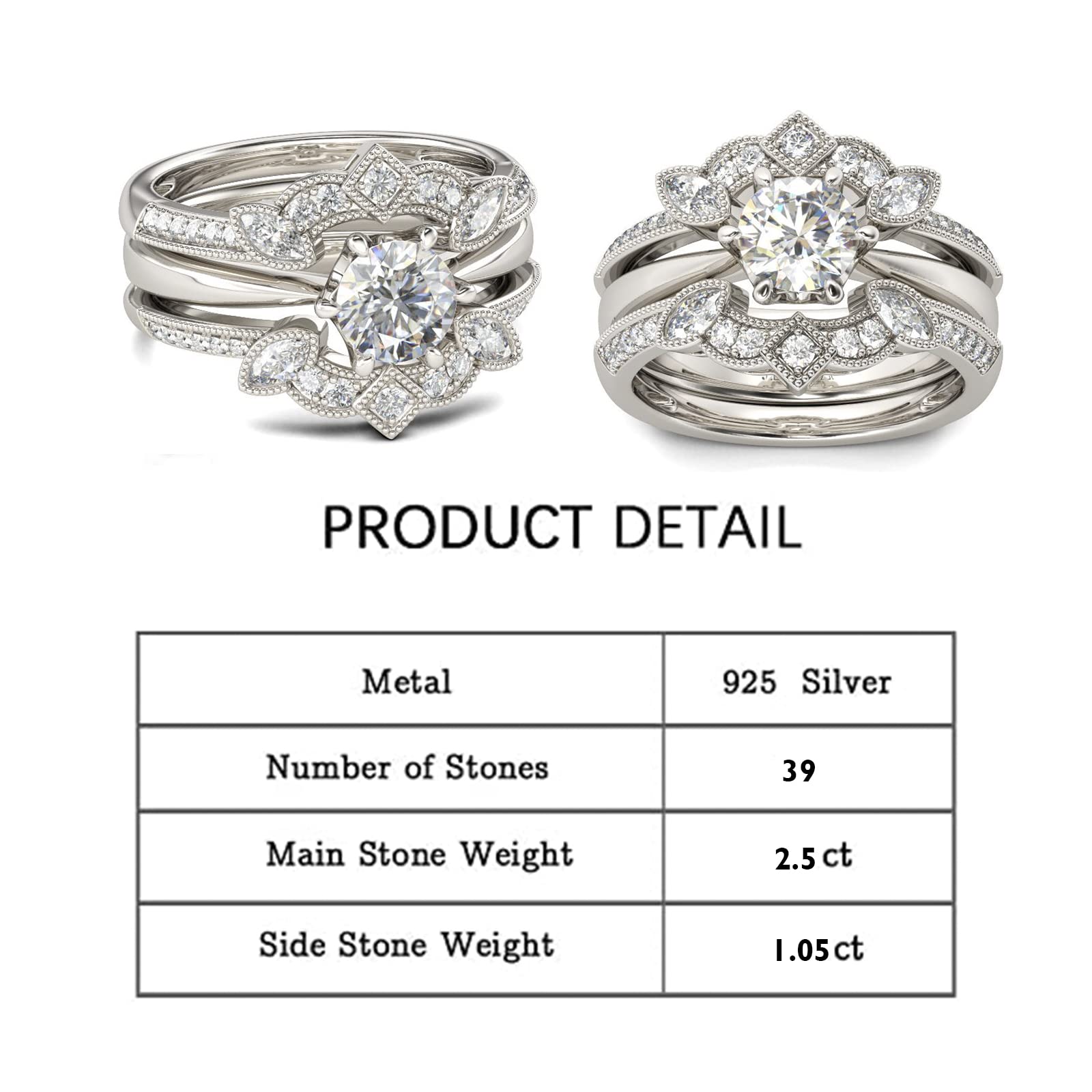 2.5ct Vintage Princess Cut Moissanite Engagement Ring - Art Deco Antique Wedding Bridal Set with Halo, Jewelry Gift Box | Perfect for Proposals, Anniversaries & Special Occasions