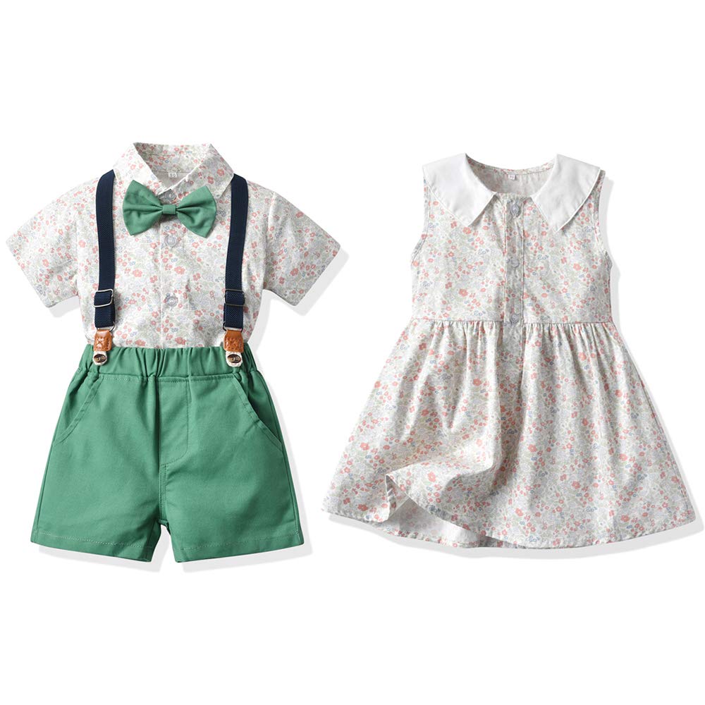 Stylish Brother and Sister Matching Outfits - Toddler Boy Suits & Baby Girl Dresses - Family Photo Outfits, Birthday Party, Special Occasion Wear