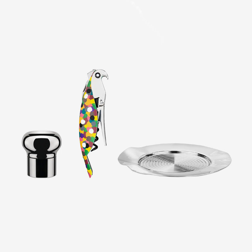 Alessi Parrot Wine Gift Set - Elegant Wine Accessories for Gifting & Home Decor - Perfect for Weddings, Anniversaries & Housewarming Parties