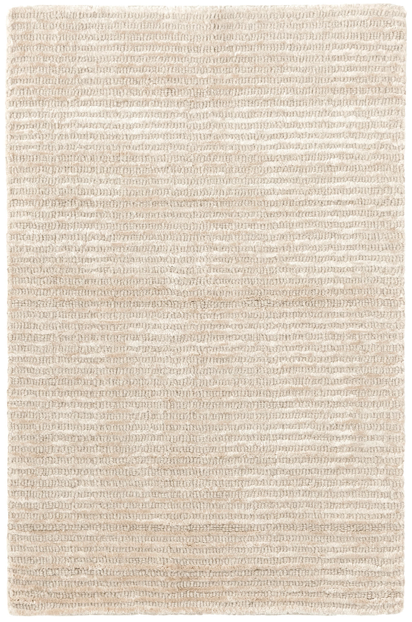 Hand Knotted Viscose/Wool Striped Area Rug in Ivory - Perfect for Living Room, Bedroom & Home Decor