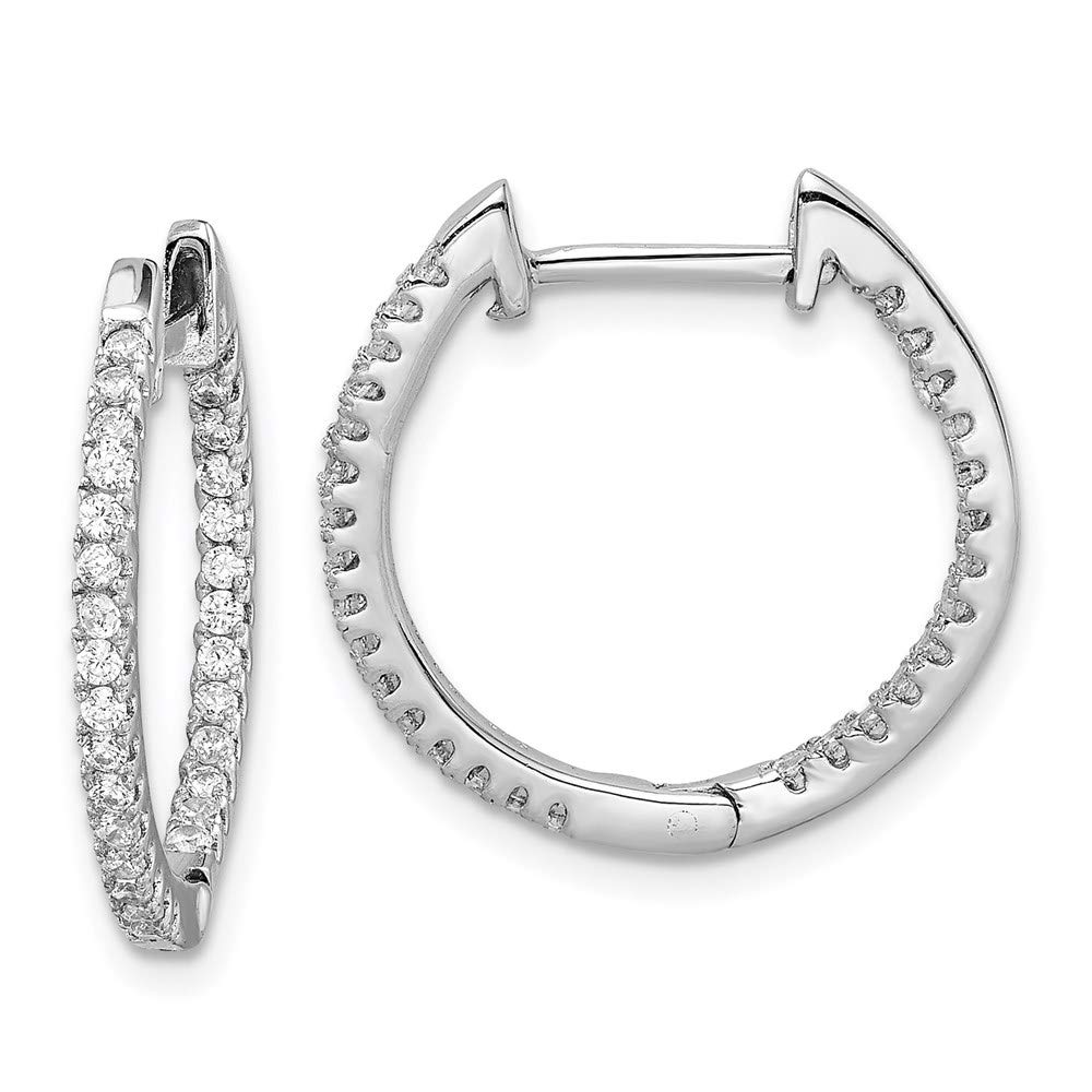 925 Sterling Silver Cubic Zirconia Hinged Hoop Earrings for Women - Elegant In & Out Design, Hypoallergenic Fine Jewelry - Perfect Gift for Her, Birthday, Anniversary & Special Occasions