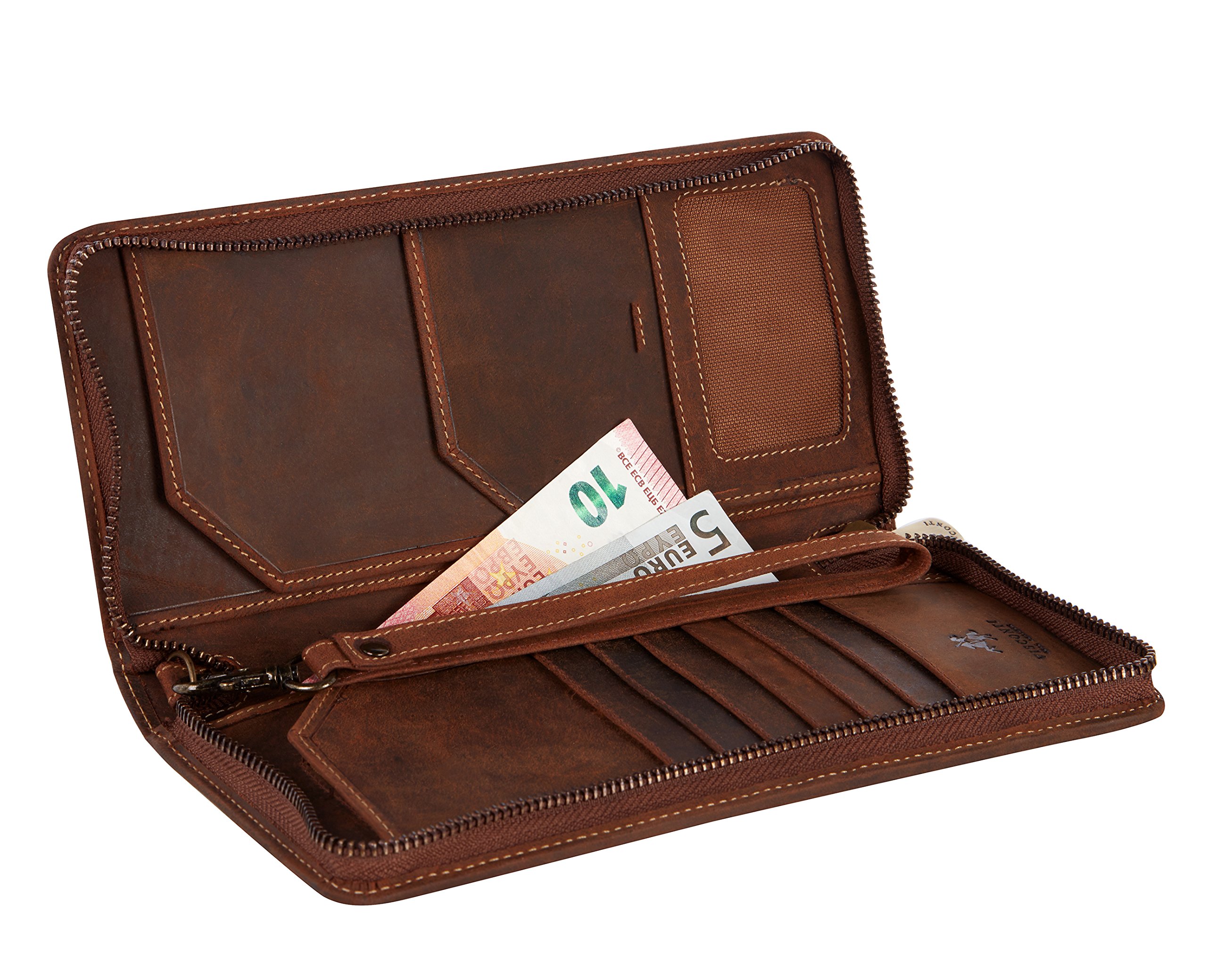 Visconti 728 Large Distressed Leather Travel Wallet for Passport, Tickets & Credit Cards - RFID Blocking - Tan - Perfect for Air Travel, Business Trips & Everyday Use