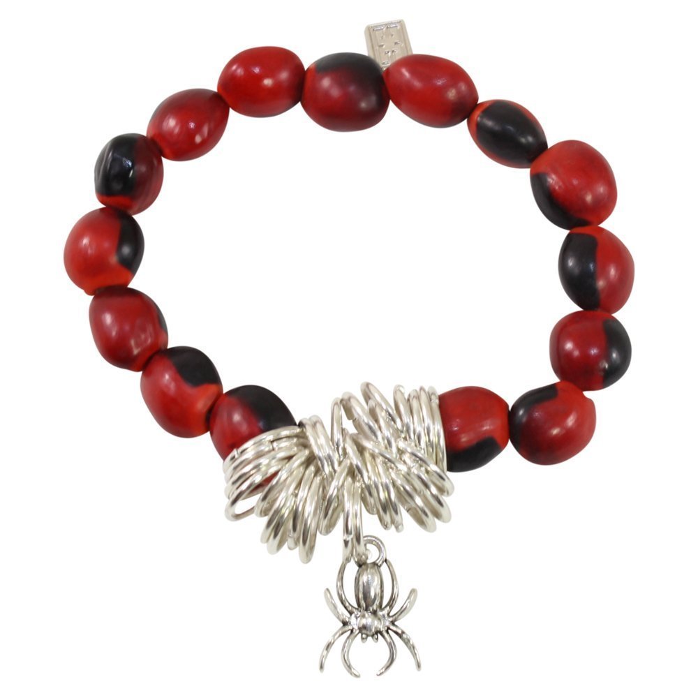 Handmade Peruvian Huayruro Seed Bracelet for Women - Red & Black Beaded Spider Charm Jewelry - Unique Spiritual Gift for Protection & Good Luck - Perfect for Boho Fashion, Festivals & Spiritual Ceremonies