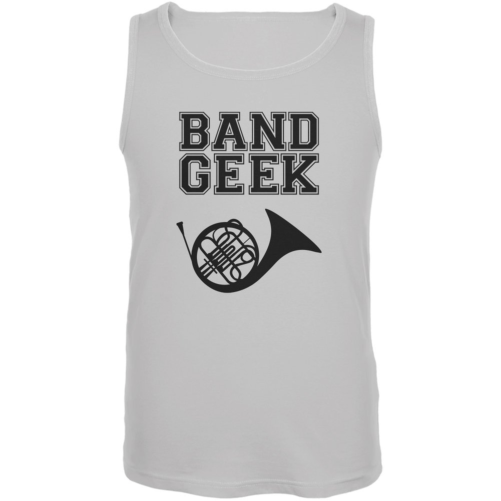 Old Glory Band Geek French Horn White Adult Tank Top - Comfortable Cotton Tee for Musicians & Marching Band Enthusiasts - Perfect for Concerts, Rehearsals & Music Festivals