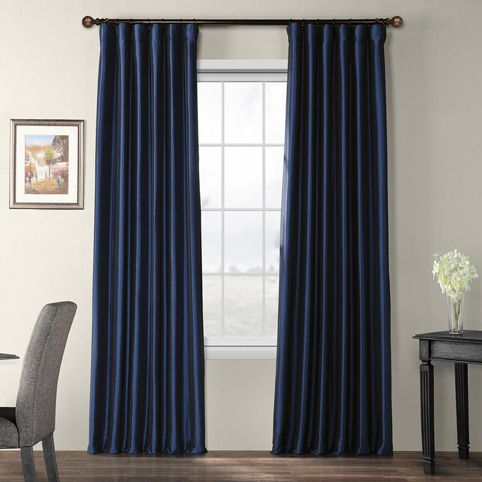 Urbanest 5/8 Inch Single Telescoping Curtain Rod with Volle Ball Finials - Adjustable 28 to 120 Inches - Perfect for Living Room, Bedroom & Window Treatments