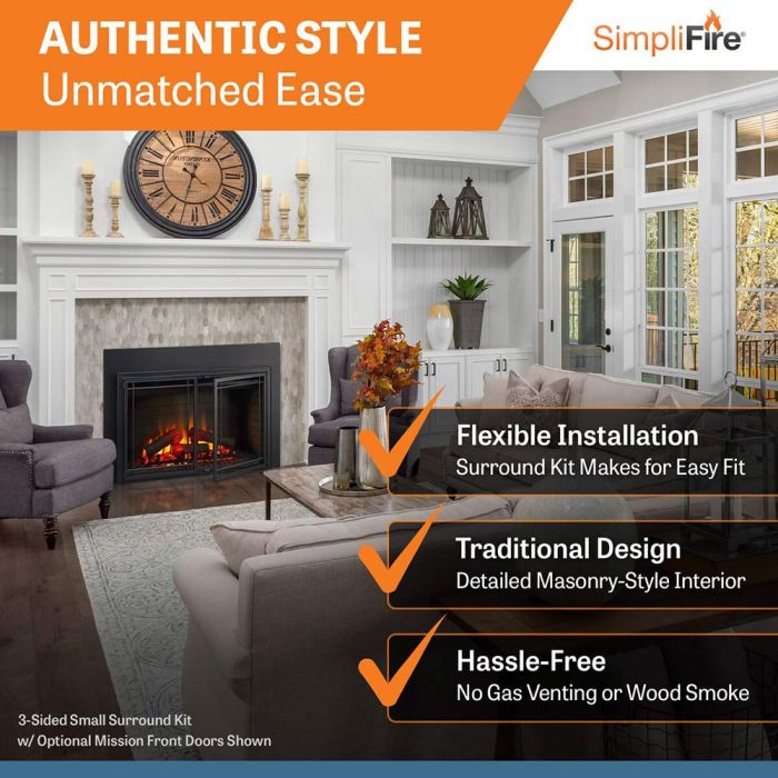 Simplifire 25 Electric Fireplace Insert - 25 Inch Recessed Wall Mount Heater with Realistic Flame Effect | Perfect for Living Rooms, Bedrooms & Home Offices (SF INS25)