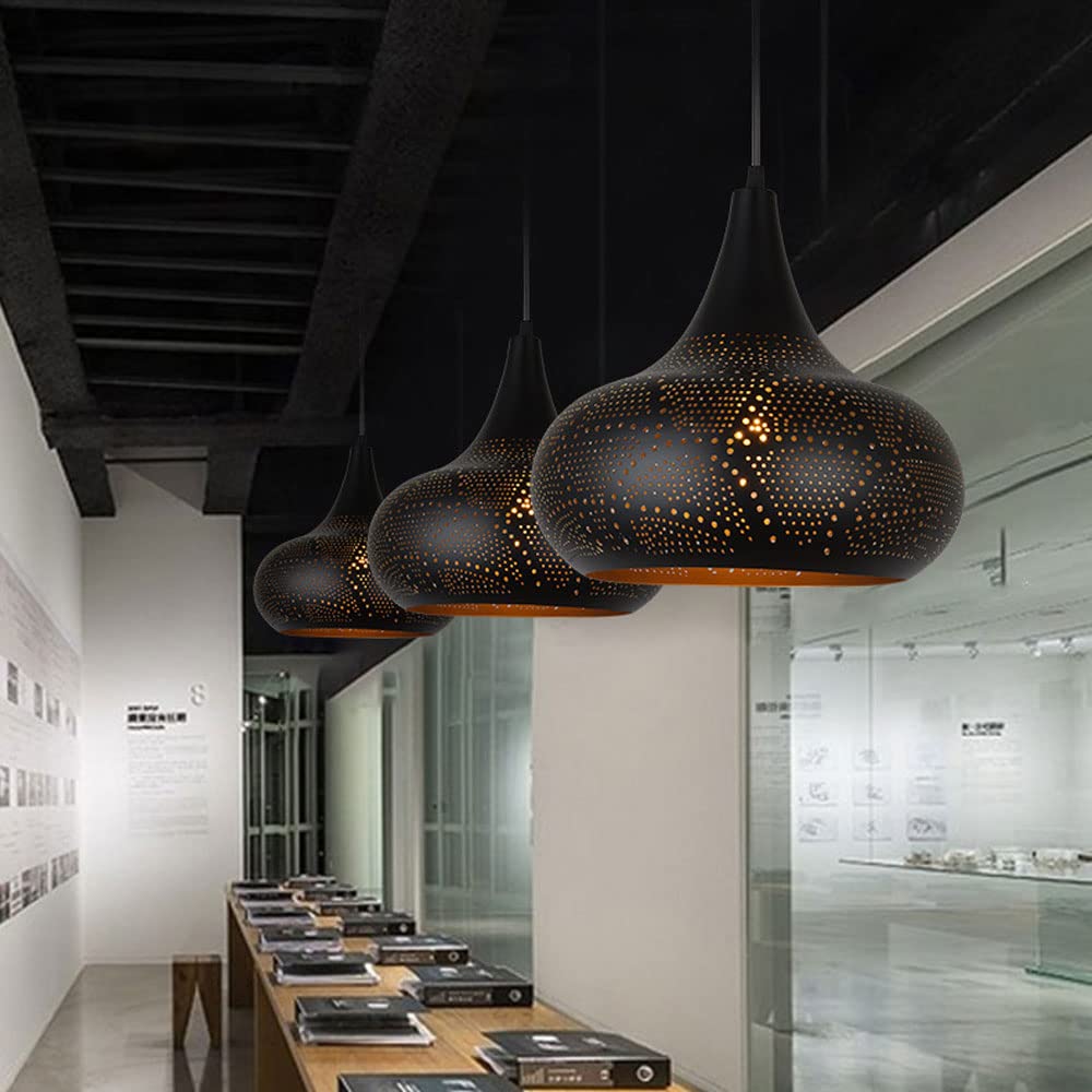 Industrial Style Black Frosted Iron Pendant Light - Adjustable Hanging Wire Chandelier for Restaurant, Farmhouse & Hot Pot Dining - Easy to Install Ceiling Lighting Fixture