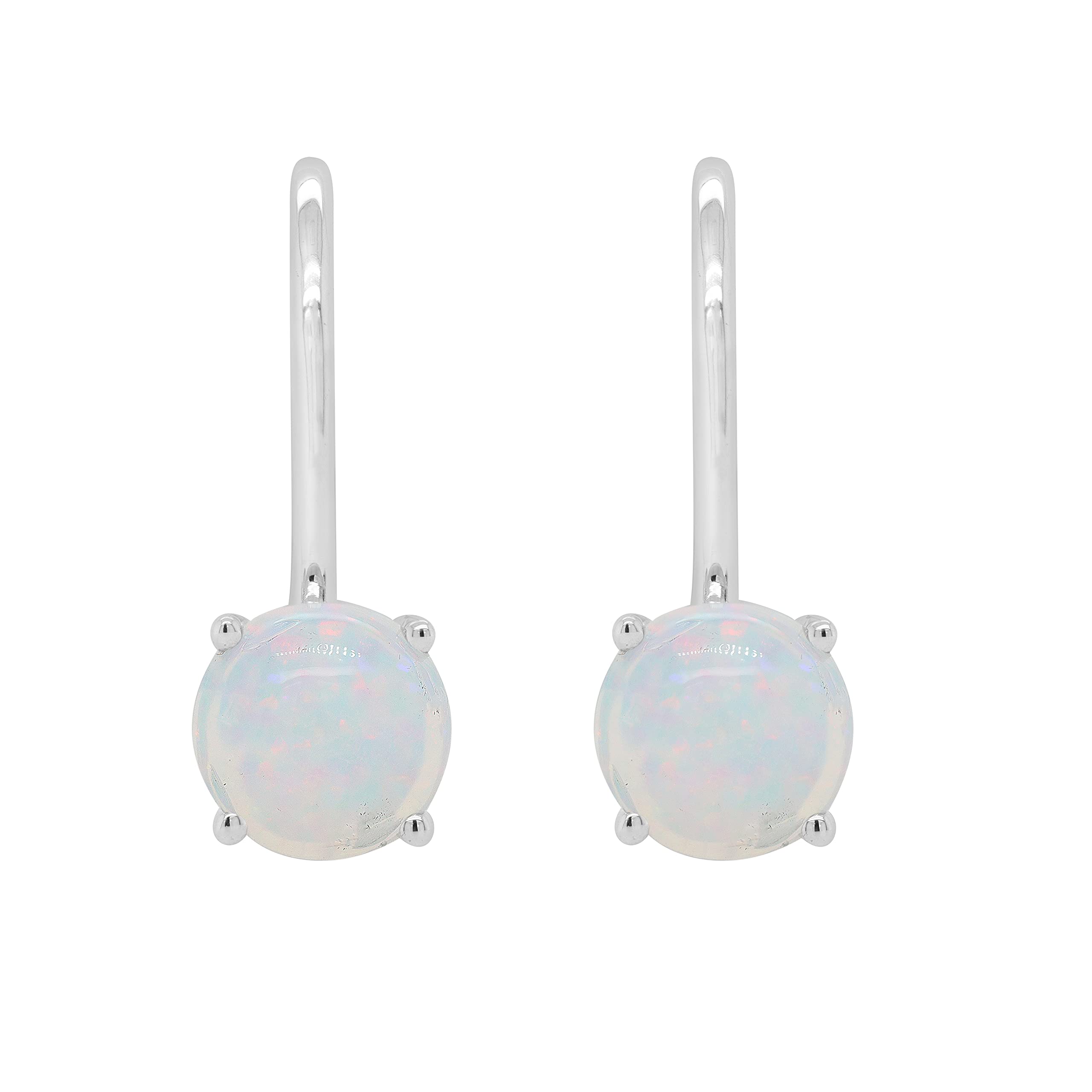 6.5MM Round Cut Simulated Multicolor Gemstone Leverback Stud Earrings - 14k Solid Gold Solitaire Earrings for Women | Elegant Everyday Wear & Special Occasion Jewelry Gift