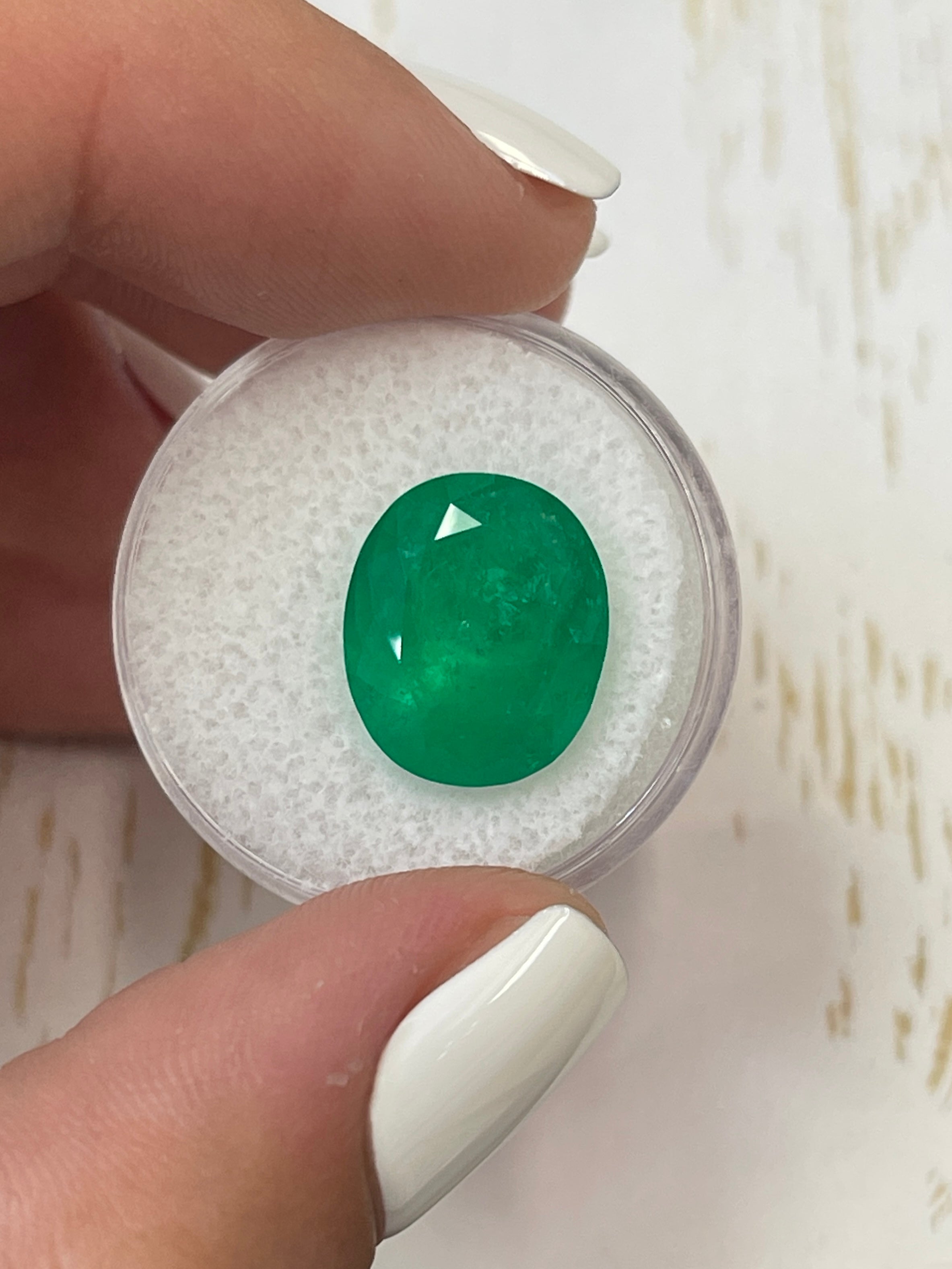 8.29 Carat 14x12mm Deep Green Natural Colombian Loose Emerald Gemstone - Oval Cut for Jewelry Making, Engagement Rings & Luxury Gifts