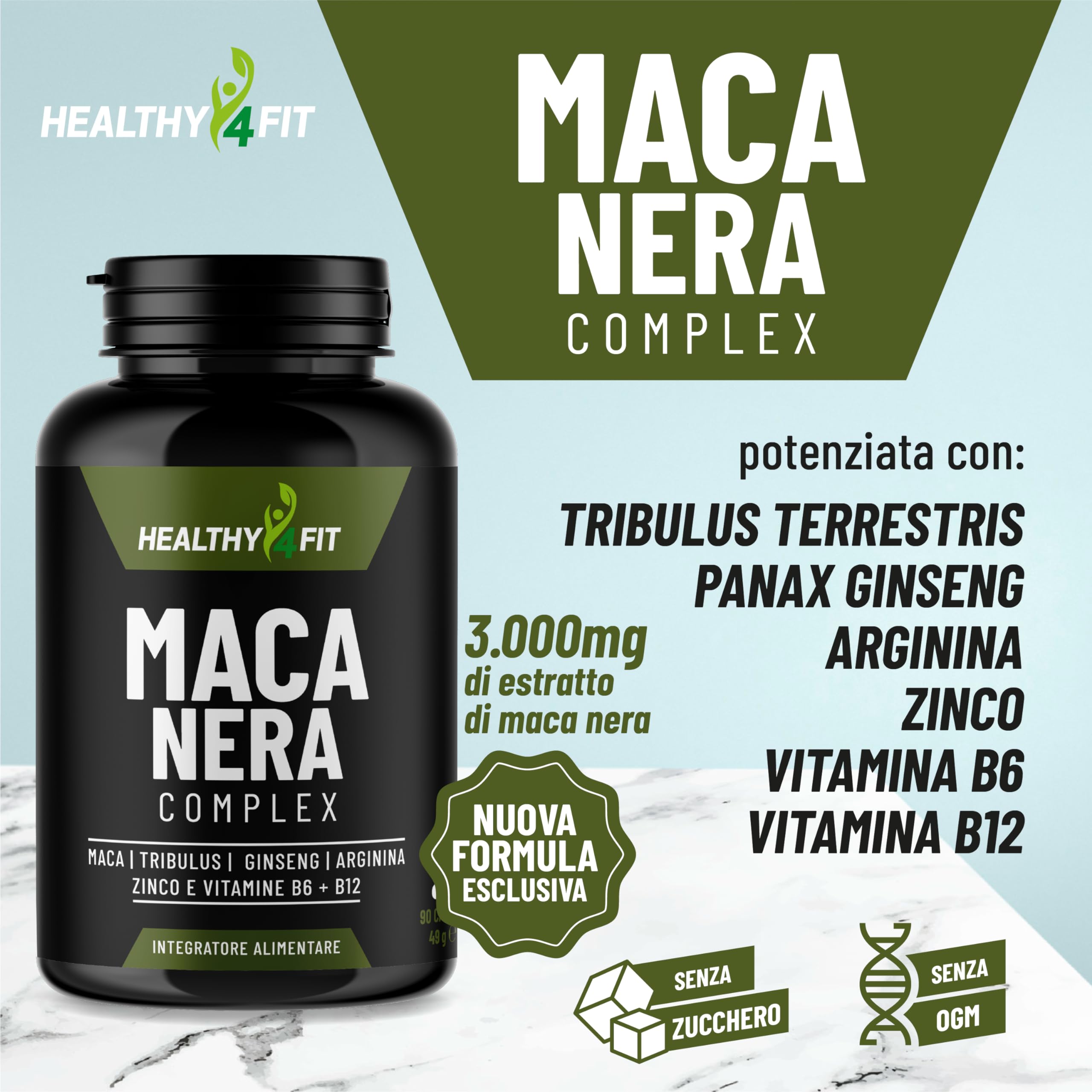 Premium Peruvian Black Maca Root Extract (20:1) with Tribulus Terrestris, Arginine, Ginseng, Zinc & Vitamins - 90 Capsules (3 Month Supply) - Natural Energy & Stamina Booster for Men & Women - Perfect for Workout Recovery & Sexual Wellness