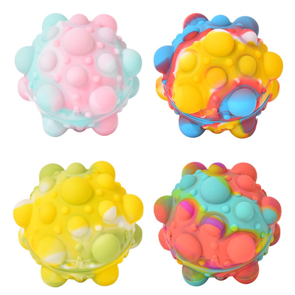 Push Pop Bubble Sensory Fidget Toy - 4PCS Silicone Stress Relief Toys for Kids & Adults, Anxiety & Autism Relief, Fun Sensory Popper for Classroom, Office & Travel Use