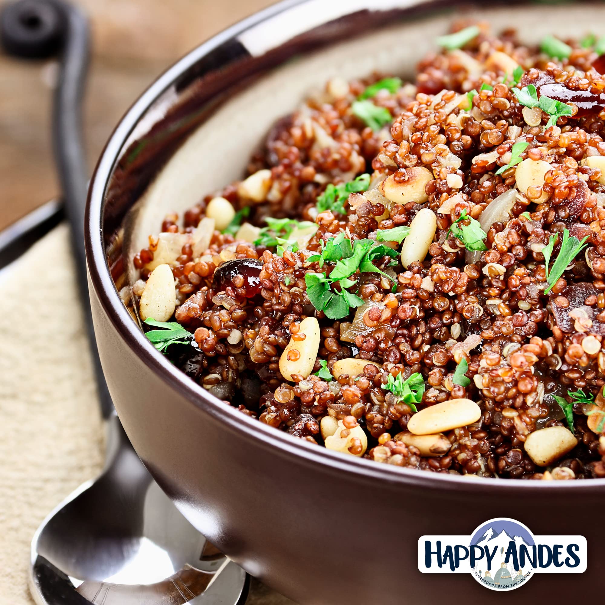 Organic Happy Andes Red Quinoa - Non-GMO, Gluten-Free Whole Grain Superfood | High in Protein & Vitamins | Perfect Rice Substitute for Healthy Meals, Salads & Meal Prep | Ready-to-Cook 3lb Bulk Pack for Oatmeal, Baking & Vegan Recipes