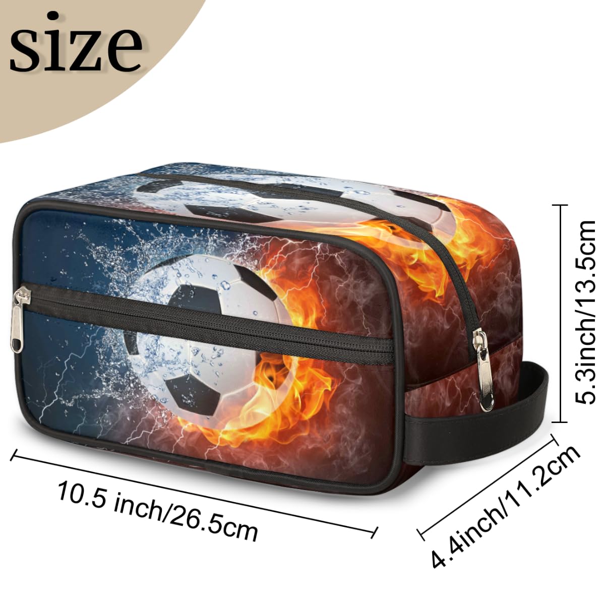 TropicalLife Waterproof Soccer Toiletry Bag for Men & Boys - Travel Shaving Dopp Kit, Cosmetic Pouch, Bath & Makeup Organizer - Perfect for Gym, Camping & Vacation Trips
