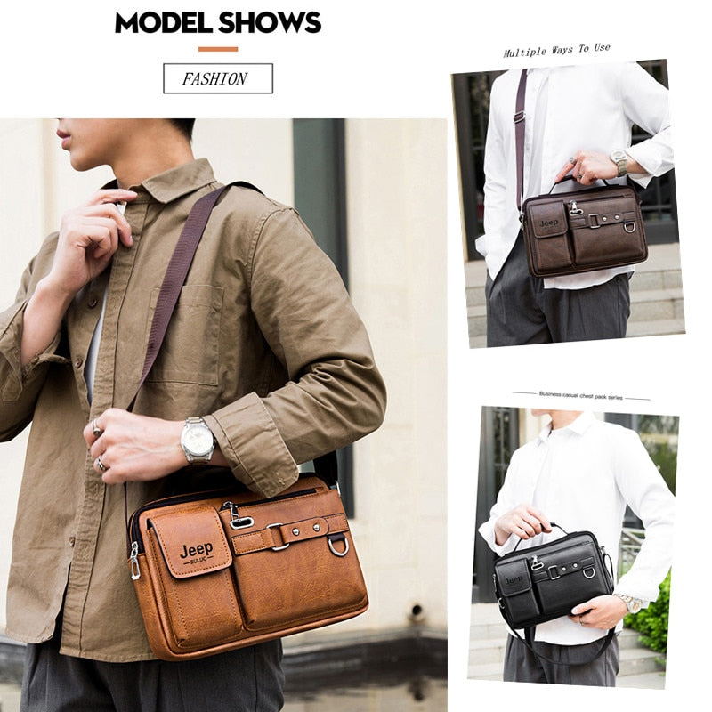 Men's PU Leather Shoulder Bag - Stylish Crossbody Messenger Bag for Work, Travel & Daily Use