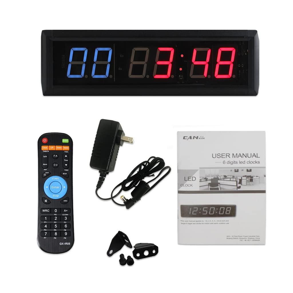 1.8 Inch Digital LED Interval Wall Clock - CrossFit Gym Timer, Sports Exercise Training Timer, Fitness & Kitchen Timer for Home, Gym, and Workouts
