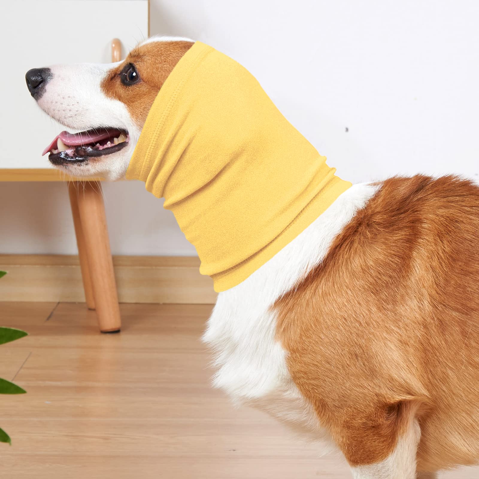 Dog Winter Hat with Ear & Neck Warmer - Soft Fleece Scarf Headband for Small Medium Large Dogs - Noise Protection for Anxiety - Yellow (Perfect for Cold Weather Walks & Outdoor Adventures)
