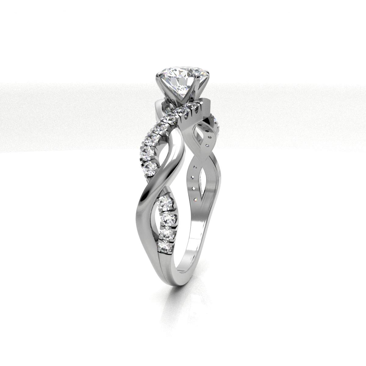 0.70 Carat Solitaire Diamond Engagement Ring 14K White Gold - 0.55 Carat Certified Center Diamond, Split Shank Setting, Infinity Wedding Band for Women (Color HI, Clarity I1/I2) - Perfect for Proposals, Anniversaries & Special Occasions