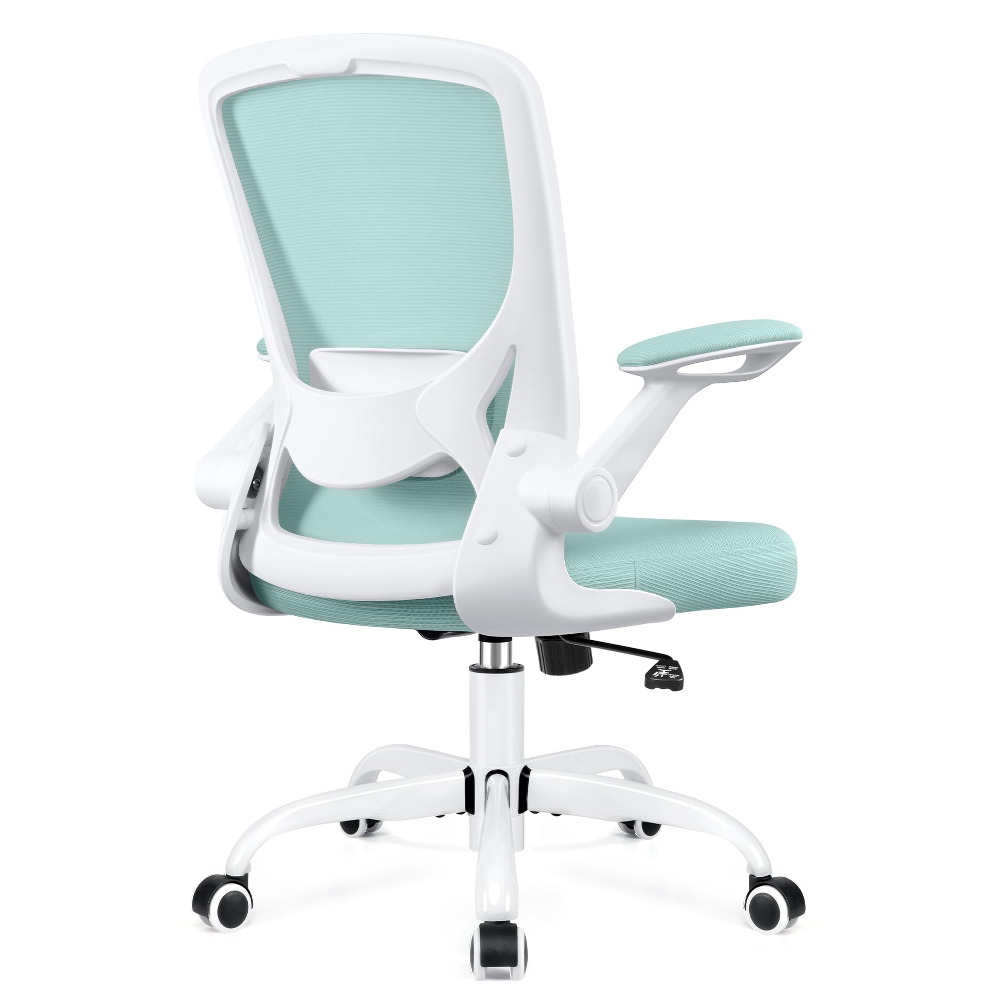 KERDOM Ergonomic Mesh Office Chair with Lumbar Support - Adjustable Height Swivel Chair with Flip-Up Arms for Home Office & Gaming - Light Blue | Perfect for Long Work Hours & PC Gaming Sessions