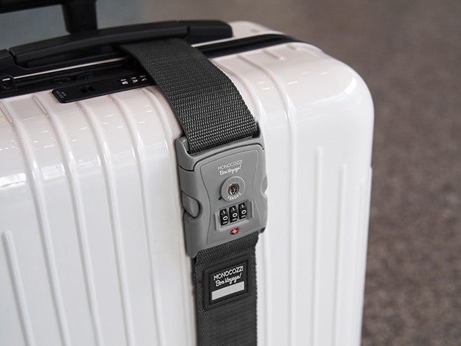 Monocozzi Bon Voyage 2 TSA Approved Luggage Lock - 3 Dial Combination Suitcase Security Belt with Buckle for Travel, Backpacks & Luggage | Secure Your Bags During Flights & Trips