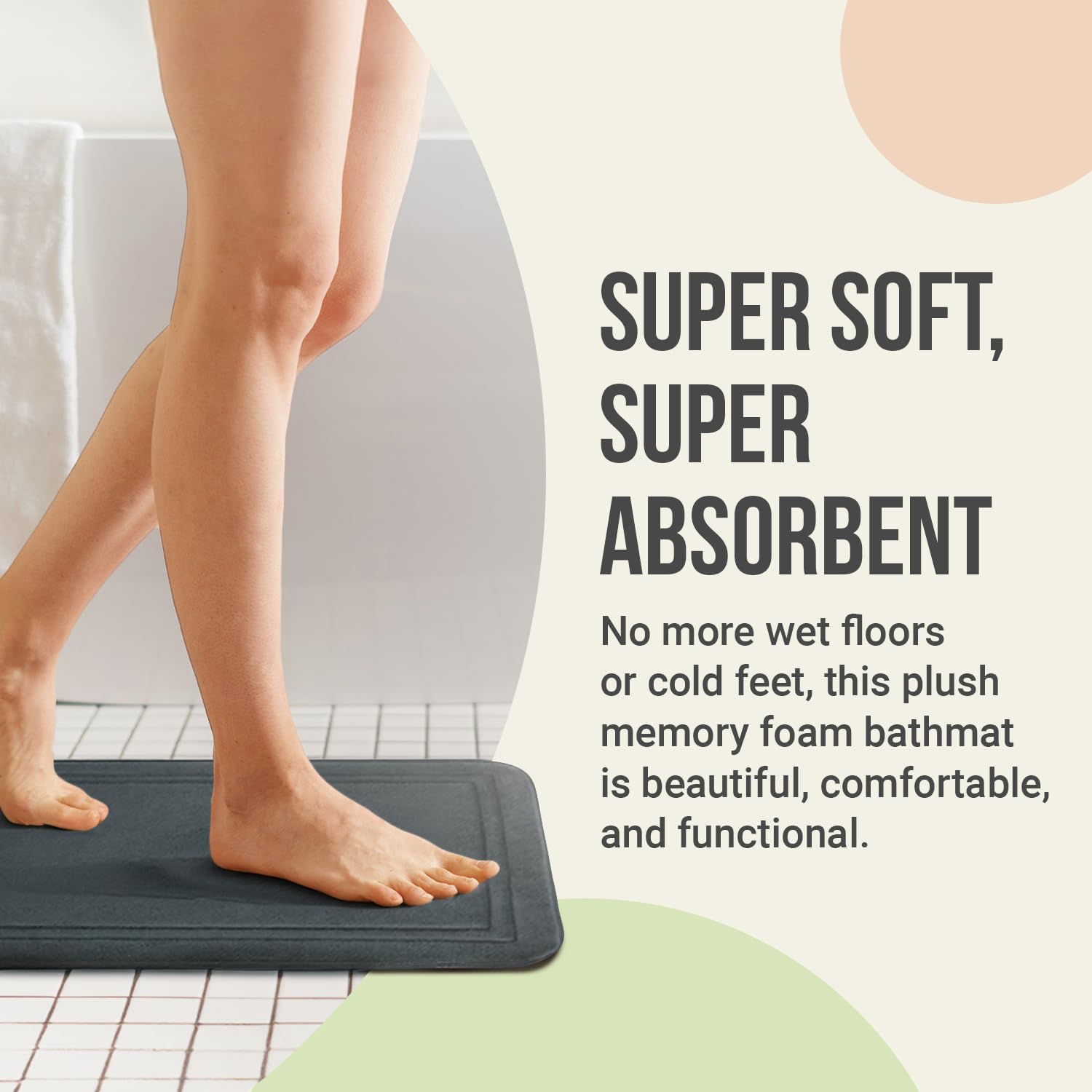 ITSOFT Memory Foam Bath Mat 59x23 Inches - Non-Slip Quick Dry Absorbent Bathroom Rug - Machine Washable Shower Mat for Bathroom Floor, Tub & Shower - Sage Green - Perfect for Spa-Like Relaxation and Safe Bathing Experience
