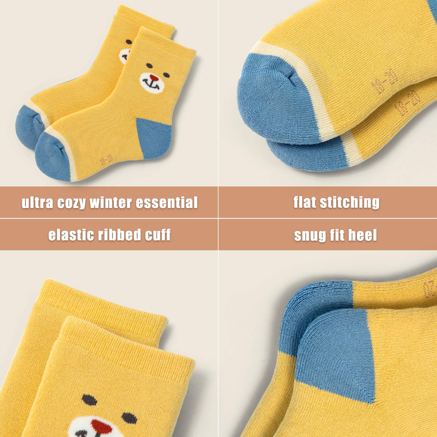Moon Tree Boys Thick Cotton Thermal Crew Socks for Kids - Warm Winter Socks for School, Outdoor Play & Cold Weather Activities