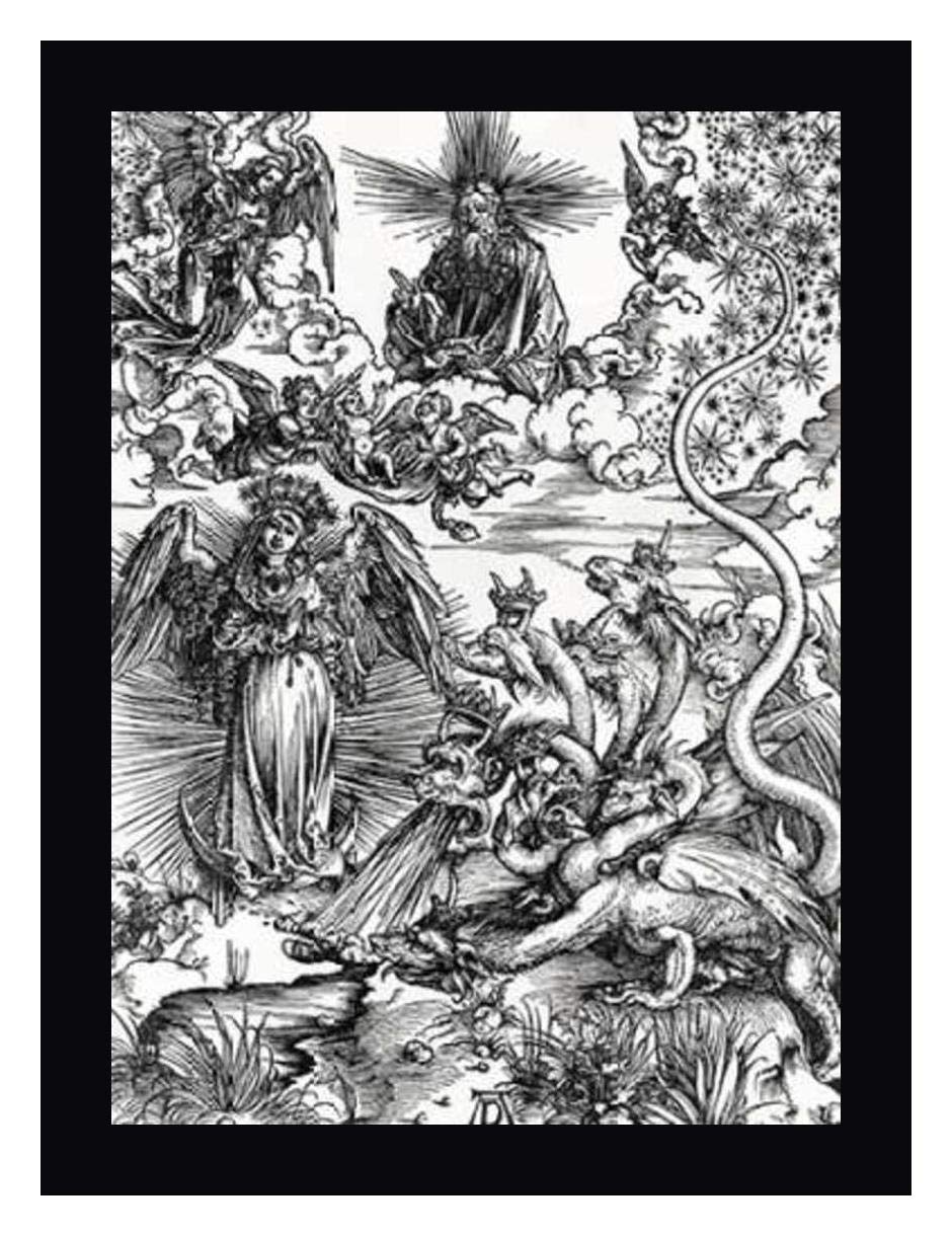 Albrecht Durer The Apocalyptic Woman Framed Canvas Art Print - 23x30 Inches Black Frame - Ready to Hang Wall Decor for Living Room, Bedroom & Office
