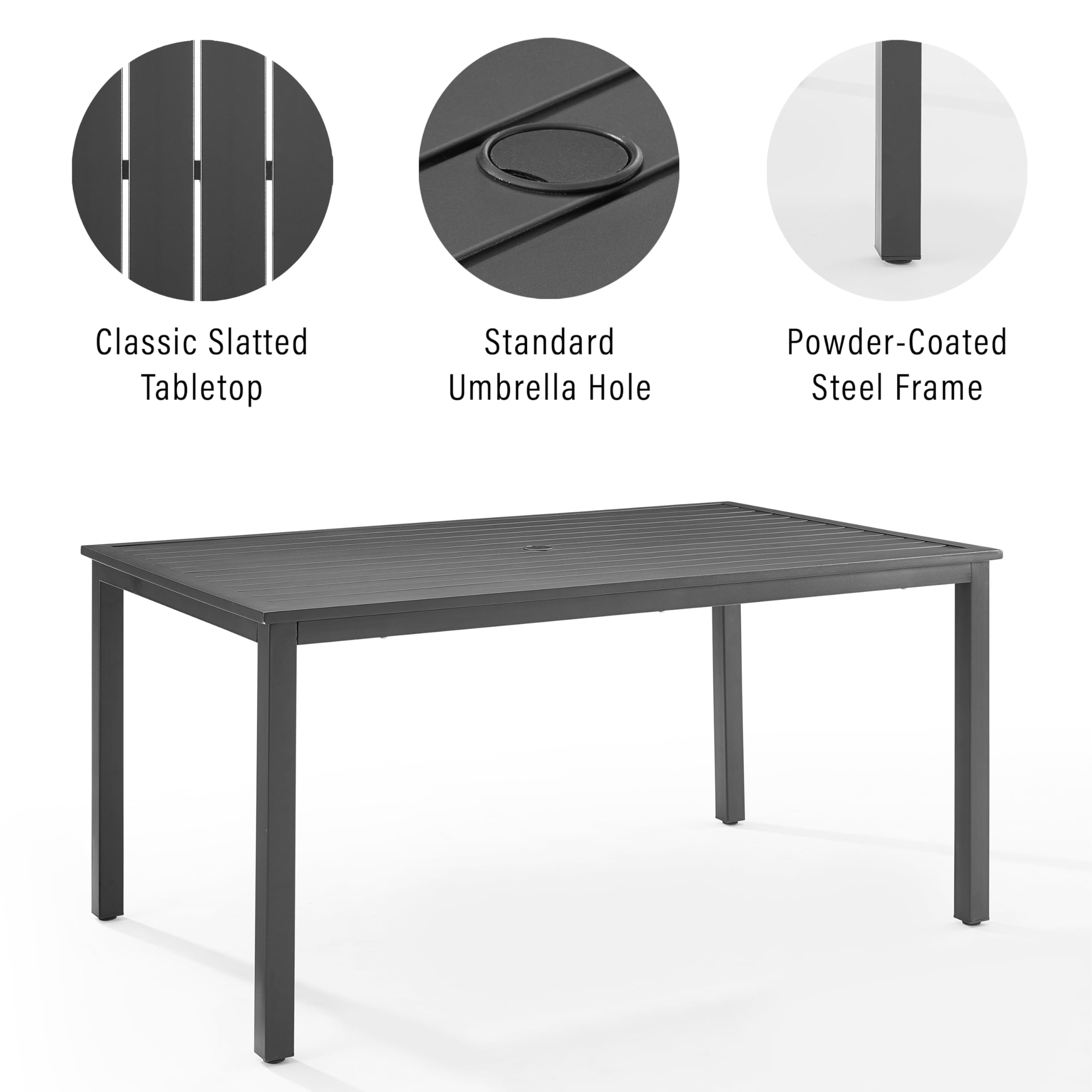 Crosley Fenton 5-Piece Outdoor Wicker Dining Set - Patio Table & 4 Chairs with Gray Cushions, Matte Black - Perfect for Backyard, Deck, Garden & Outdoor Entertaining