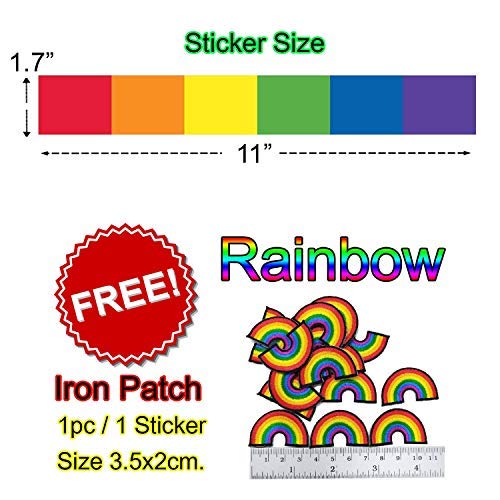 LGBT Pride Rainbow Flag Sticker & Iron-On Patch - Vibrant Vertical Stripes Design for Cars, Lockers, Notebooks - Waterproof & Durable Decal for LGBTQ+ Support - 1.7 x 11 inches - Perfect for Pride Month, Parades & Personal Expression