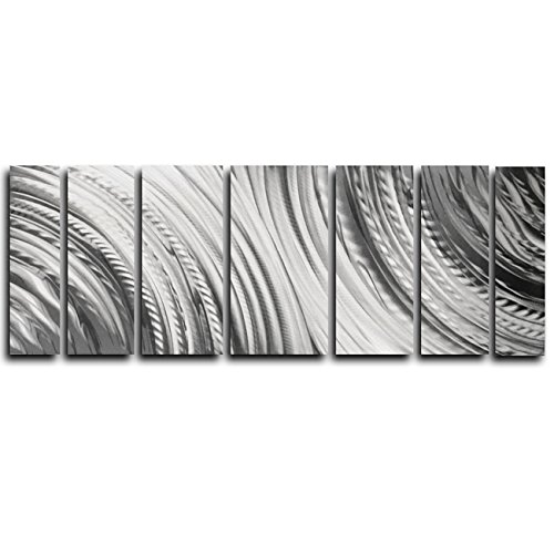 Modern Abstract Metal Wall Art Sculpture 'Tranquility' - Silver Contemporary Metal Art Panels for Living Room, Bedroom & Office Decor