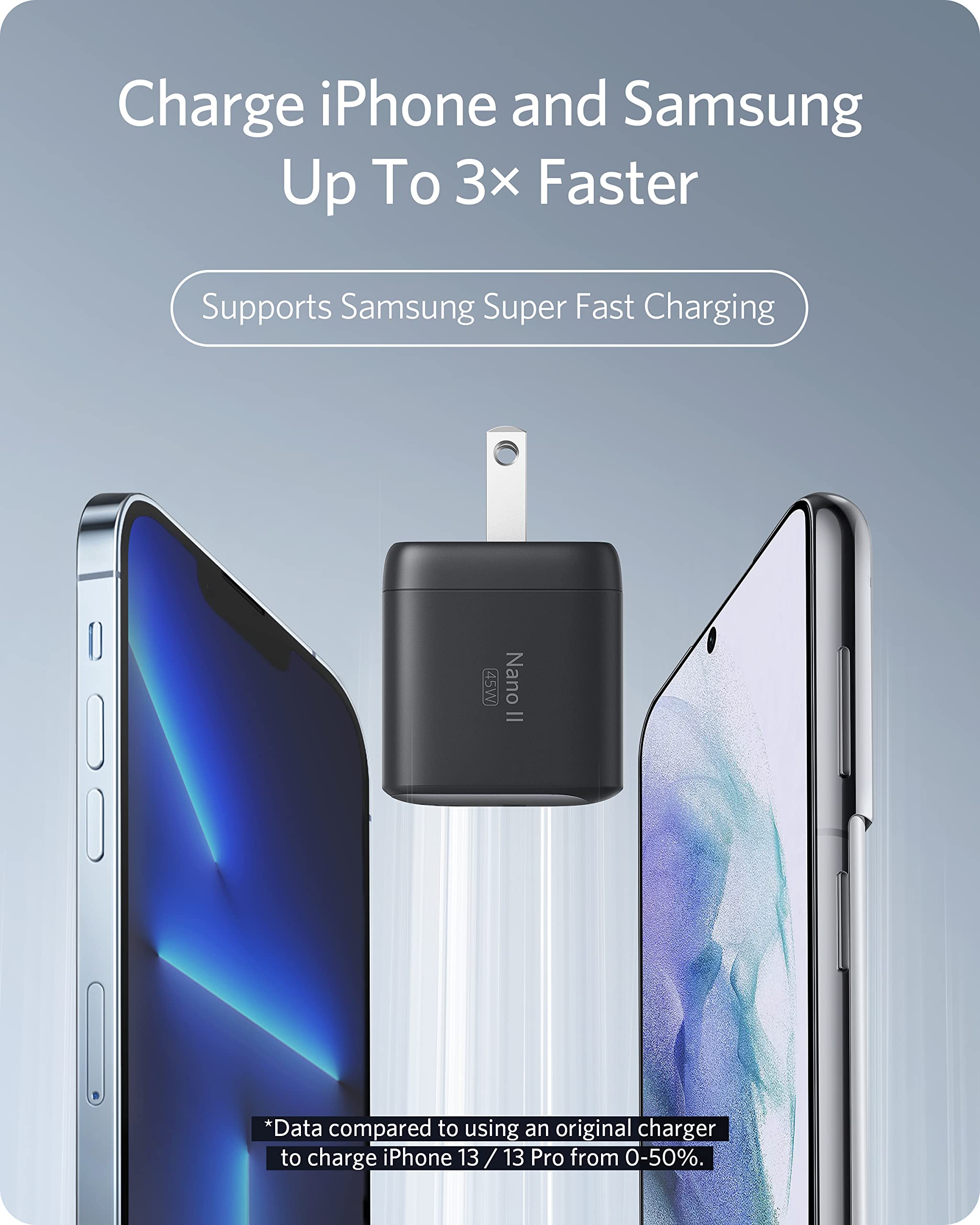 Anker 45W USB C GaN II PPS Fast Charger, Compact Foldable Power Adapter for MacBook Pro, Galaxy S23, iPhone 15, Steam Deck - Perfect for Travel, Office & Home Use