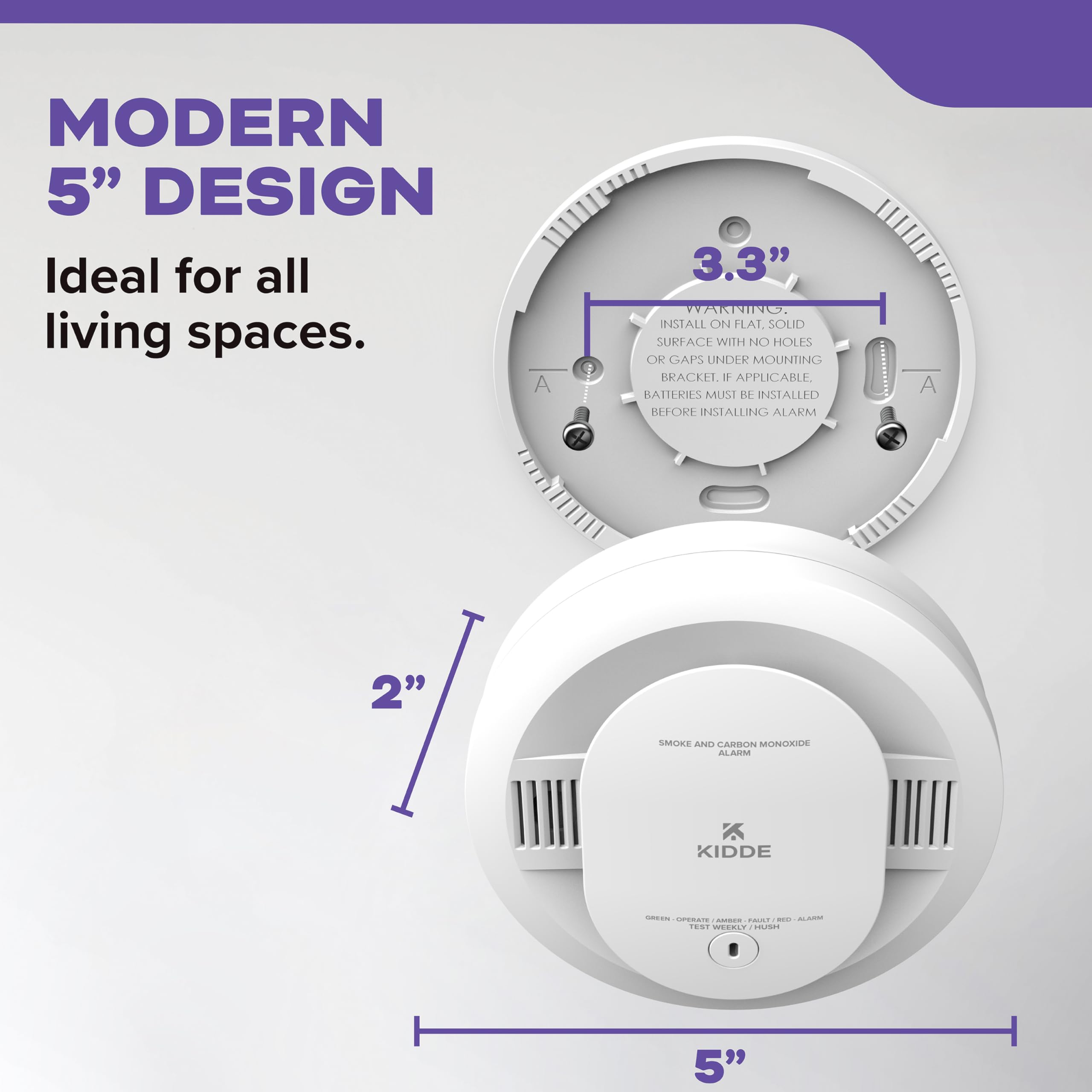 Kidde Smoke and Carbon Monoxide Detector with AA Battery Power & LED Warning Lights - Home Safety Alarm for Bedrooms, Kitchens, and Living Rooms