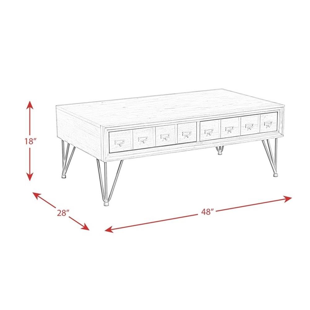 BOWERY HILL Modern 2-Drawer Coffee Table - Stylish Living Room Furniture for Small Spaces, Perfect for Storing Remote Controls and Magazines