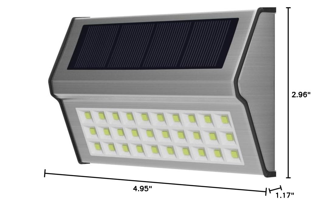 ROSHWEY 4 Pack Solar Step Lights Outdoor - 30 LED Waterproof Stainless Steel Stair Lights for Garden, Patio, Yard, Porch, Walkway - Cool White Light | Perfect for Nighttime Safety & Landscape Decoration